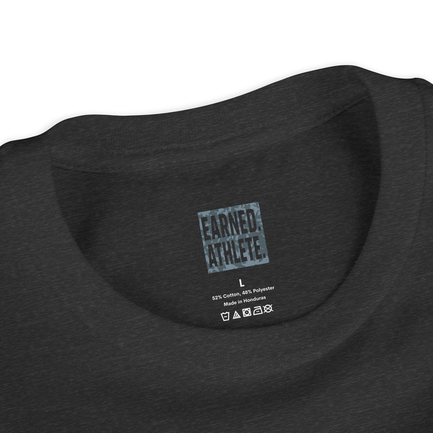 SHOWING UP ADDS UP Youth Tee (Grey Camo Font)