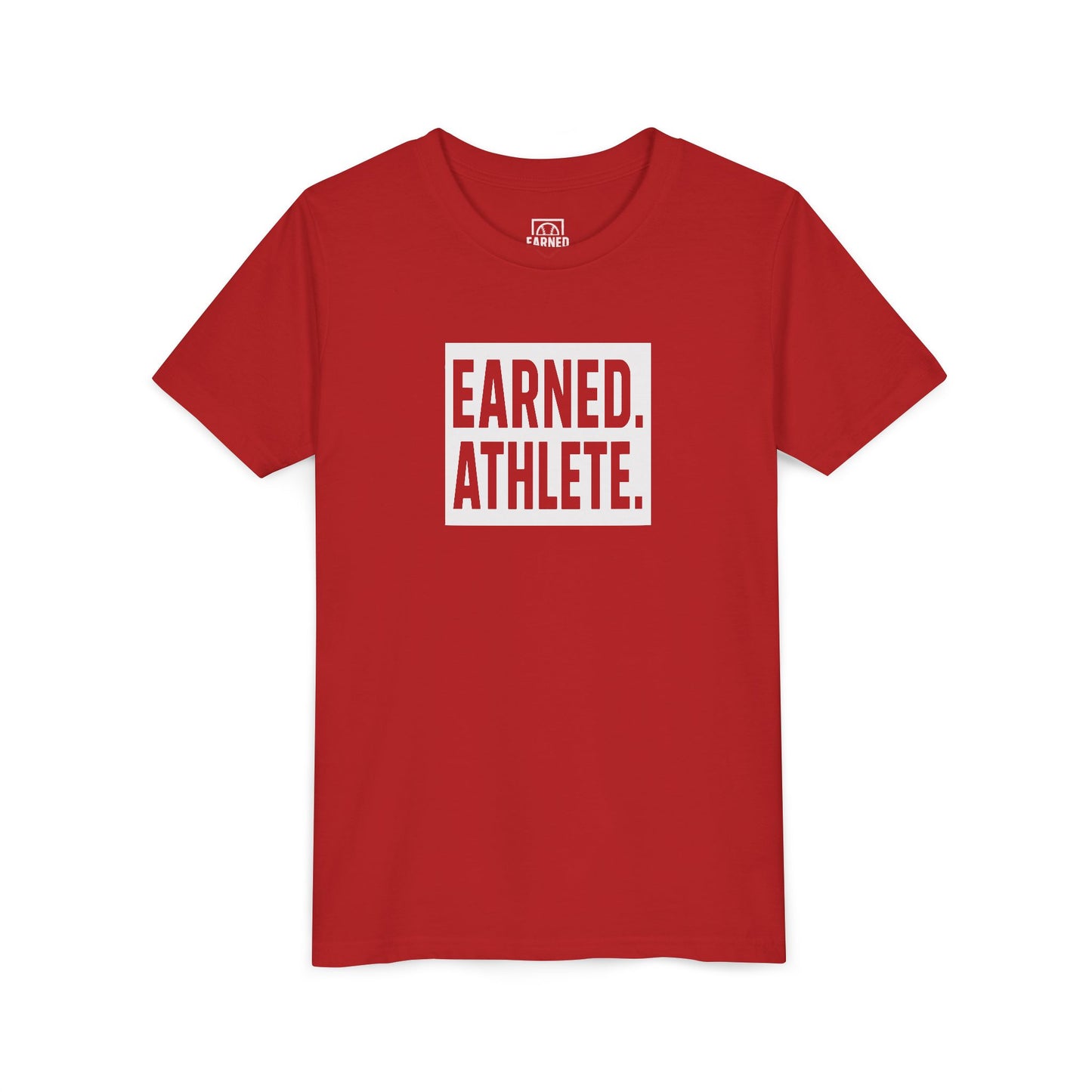 EARNED. ATHLETE. Youth Tee (White Font)