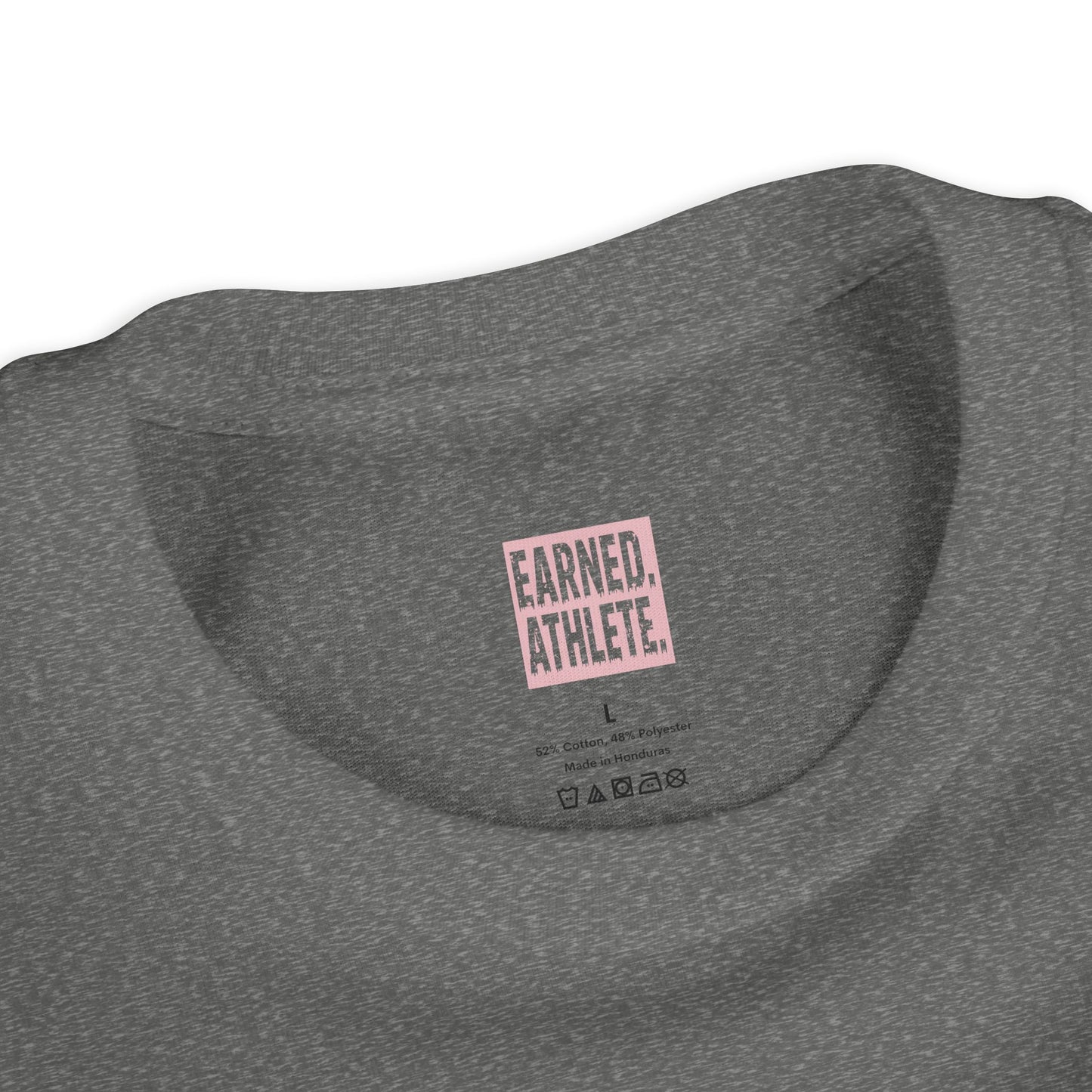 EARNED Logo Youth Tee (Soft Pink logo)