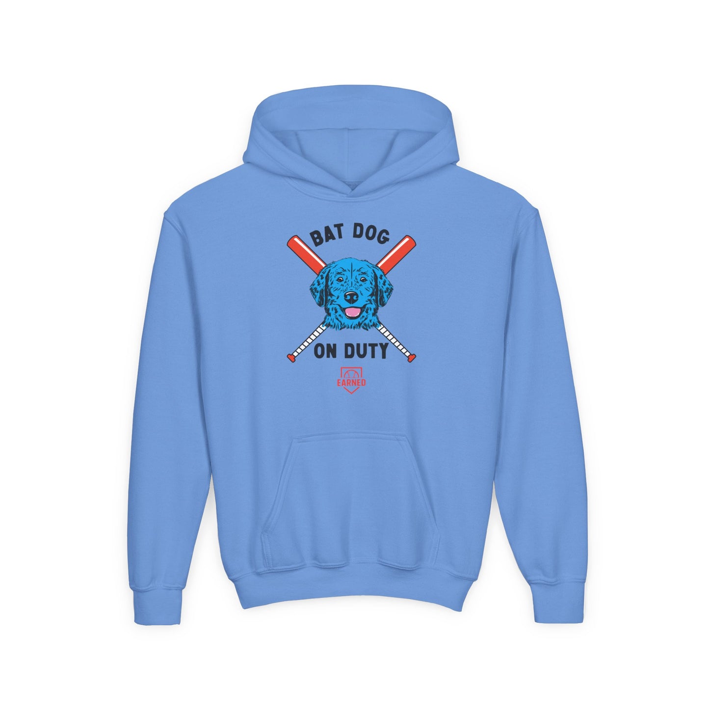 BAT DOG ON DUTY Youth Hoodie (Red, White and Woof) - BARK PARK Collection