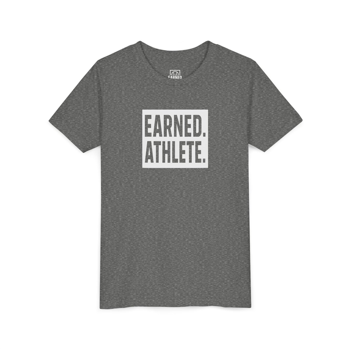 EARNED. ATHLETE. Youth Tee (White Font)