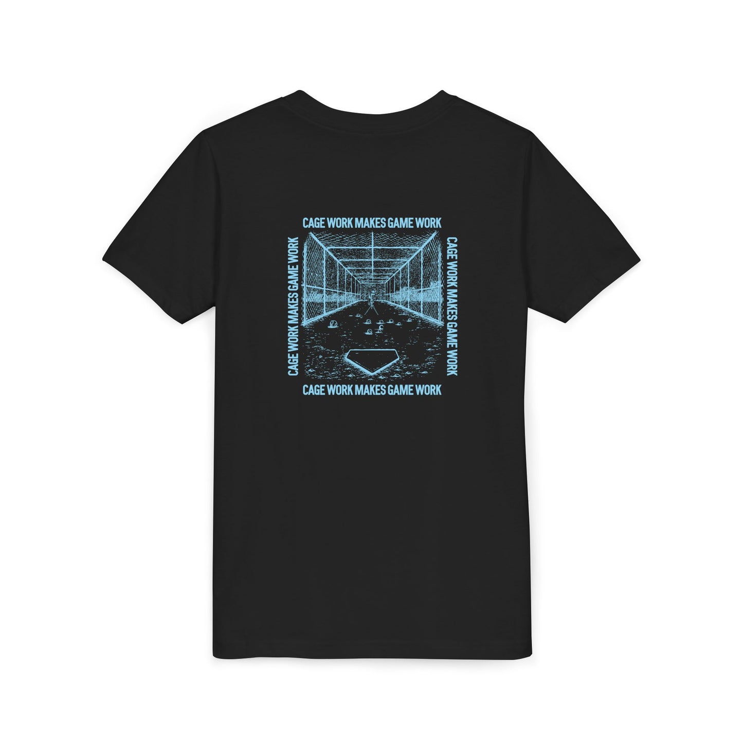 CAGE WORK MAKES GAME WORK Youth Tee (Blue Font)