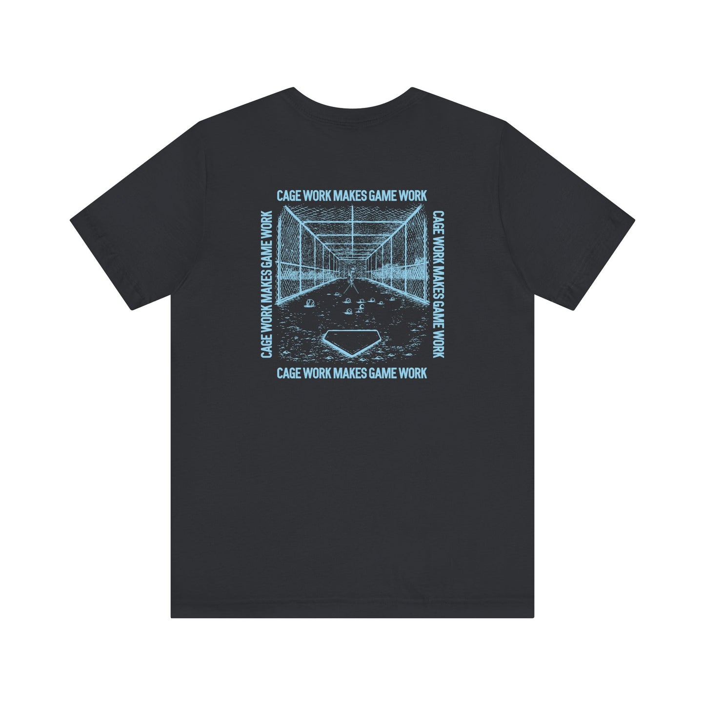 CAGE WORK MAKES GAME WORK Tee (Blue Font)