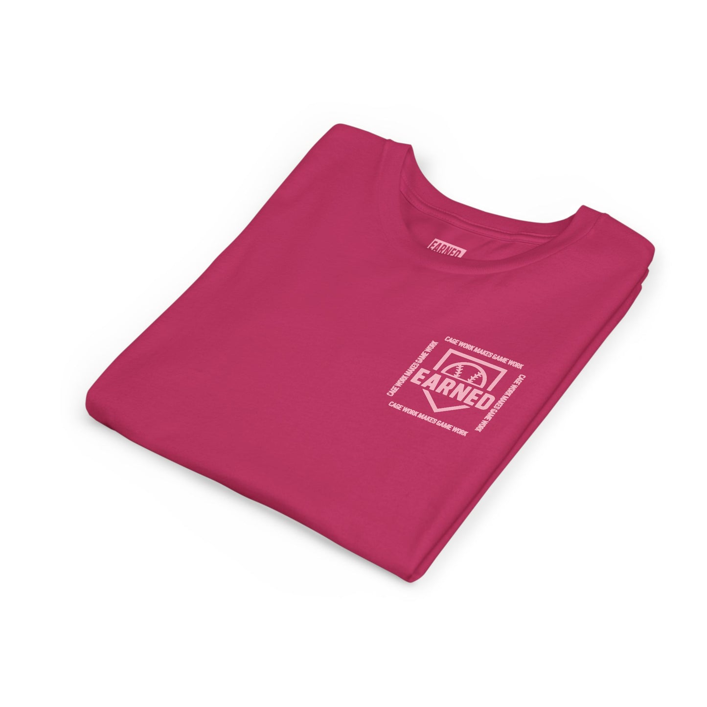 CAGE WORK MAKES GAME WORK Youth Tee (Pink Font)