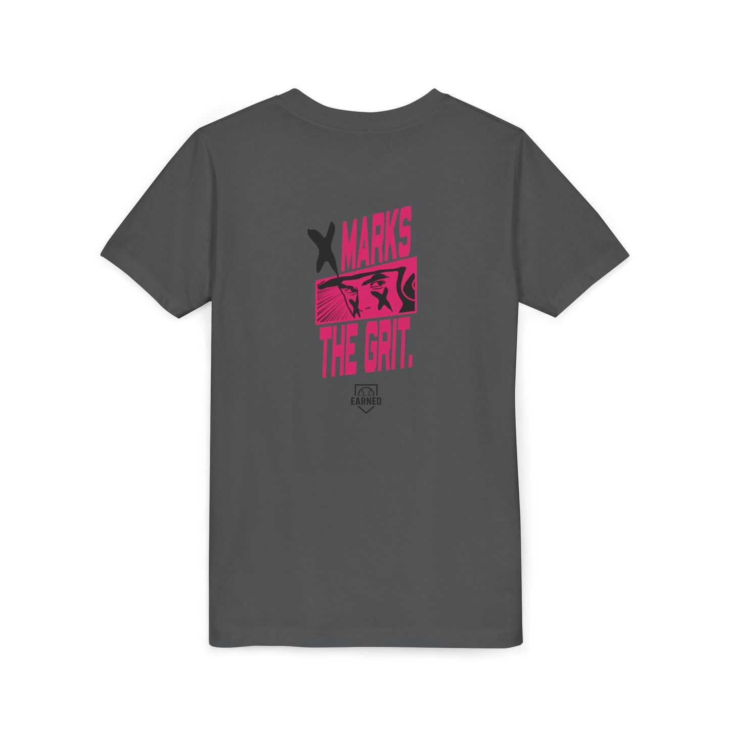 X MARKS THE GRIT Youth Tee (Black X, Pink Font)