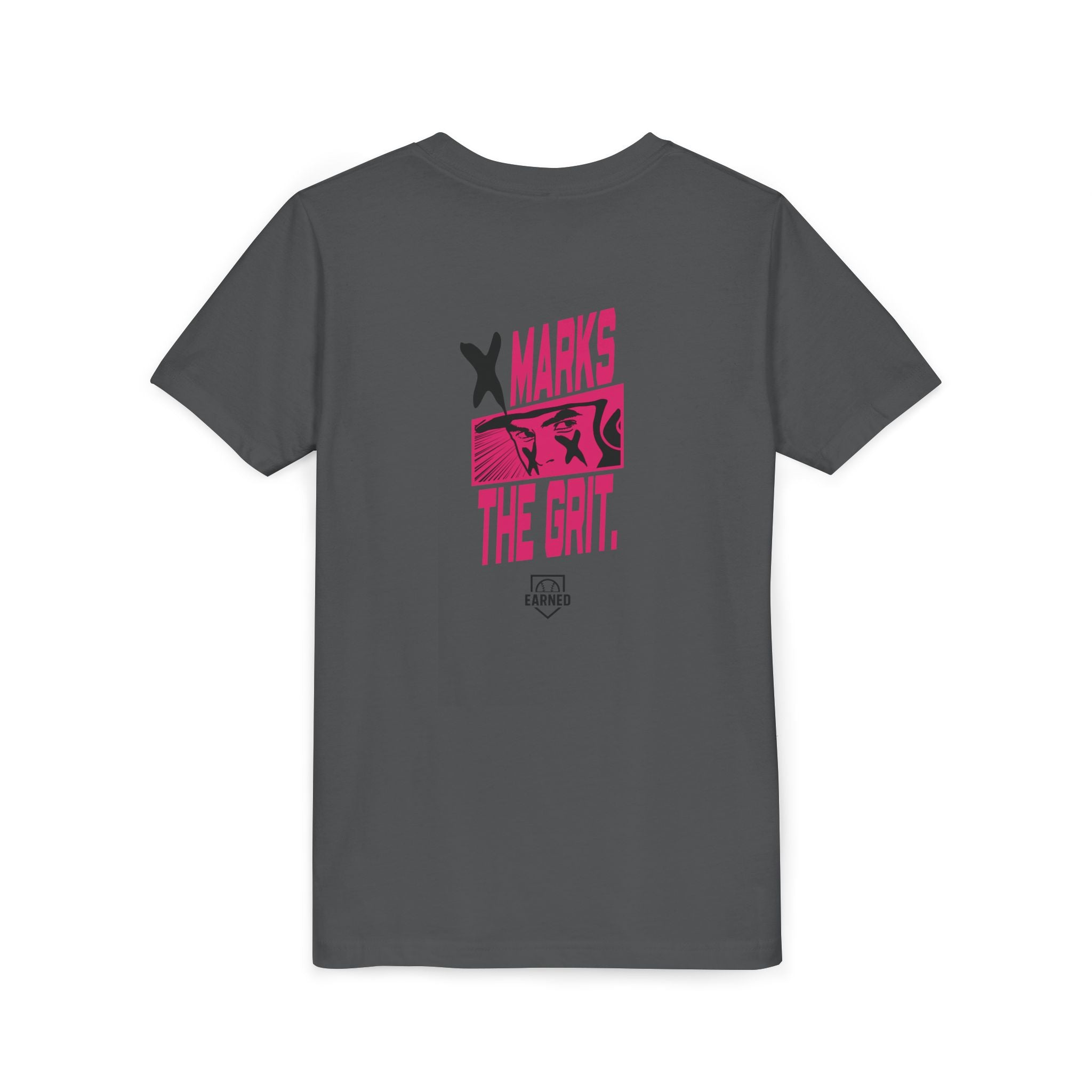 X MARKS THE GRIT Youth Tee (Black X, Pink Font)