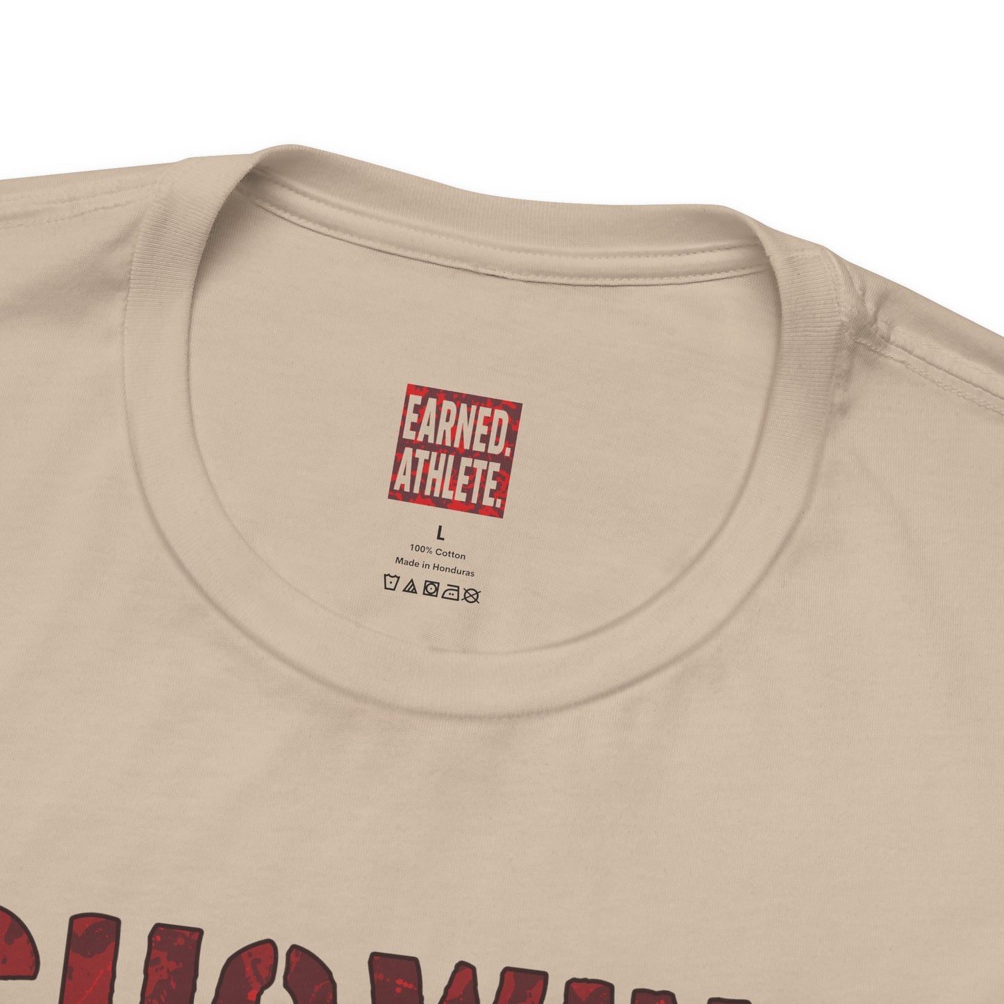 SHOWING UP ADDS UP Tee (Red Camo Font)