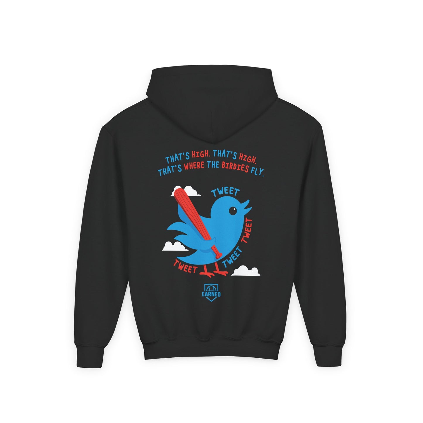 THAT'S HIGH Youth Hoodie (Blue Bird) - DUGOUT CHANT Collection