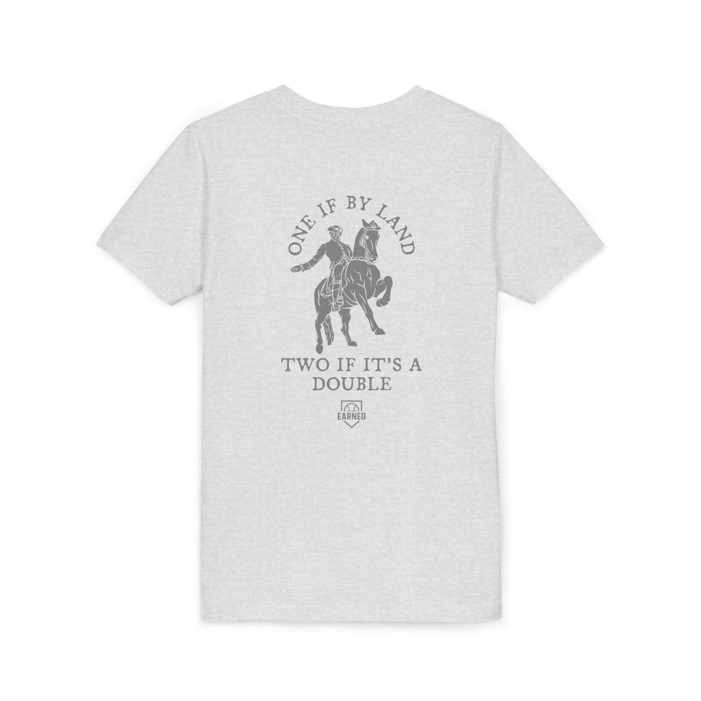 ONE IF BY LAND, TWO IF IT'S A DOUBLE Youth Tee (Paul Revere Grey)
