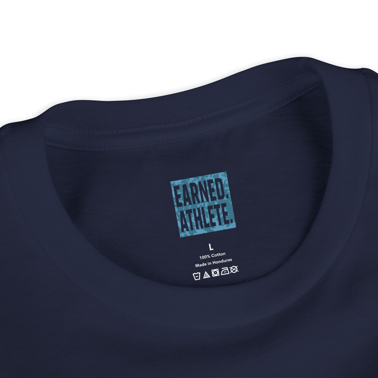 SHOWING UP ADDS UP Youth Tee (Blue Camo Font)