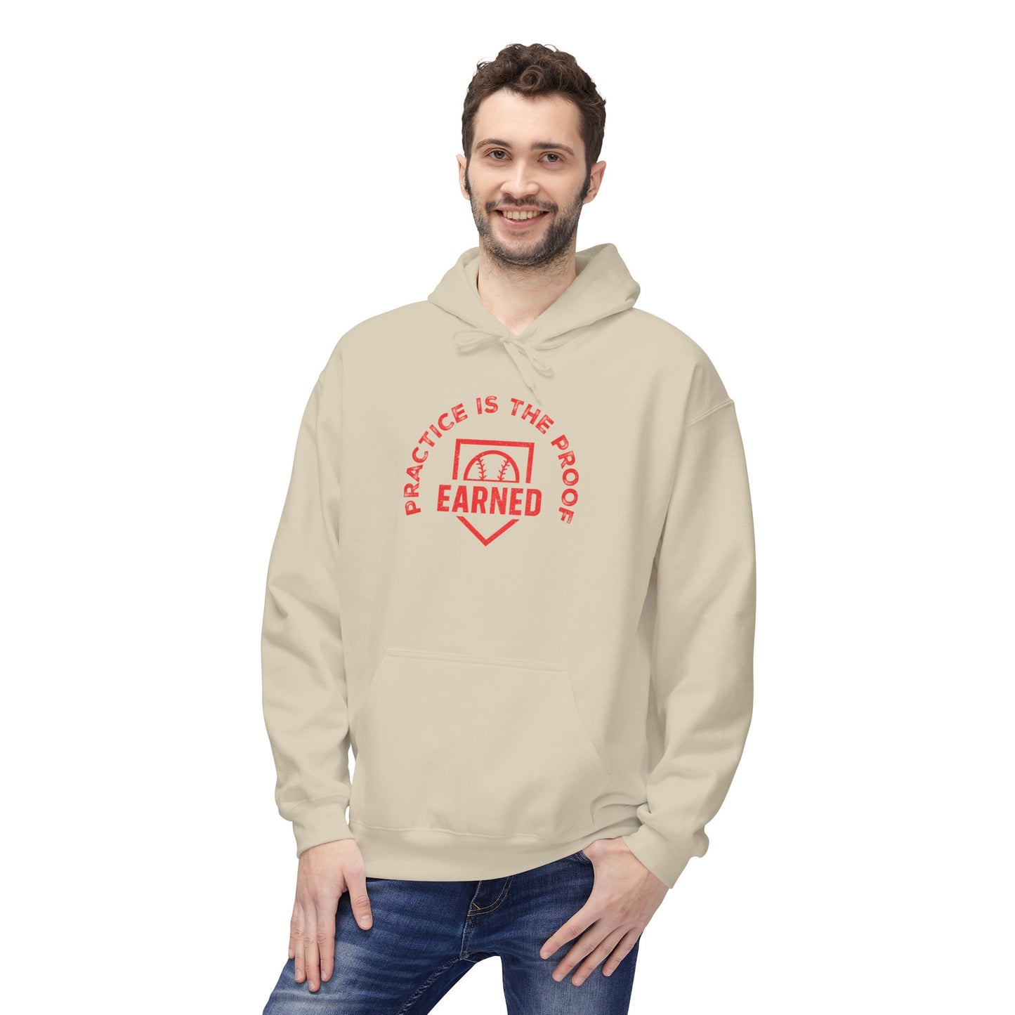 PRACTICE IS THE PROOF Hoodie (Red Font)