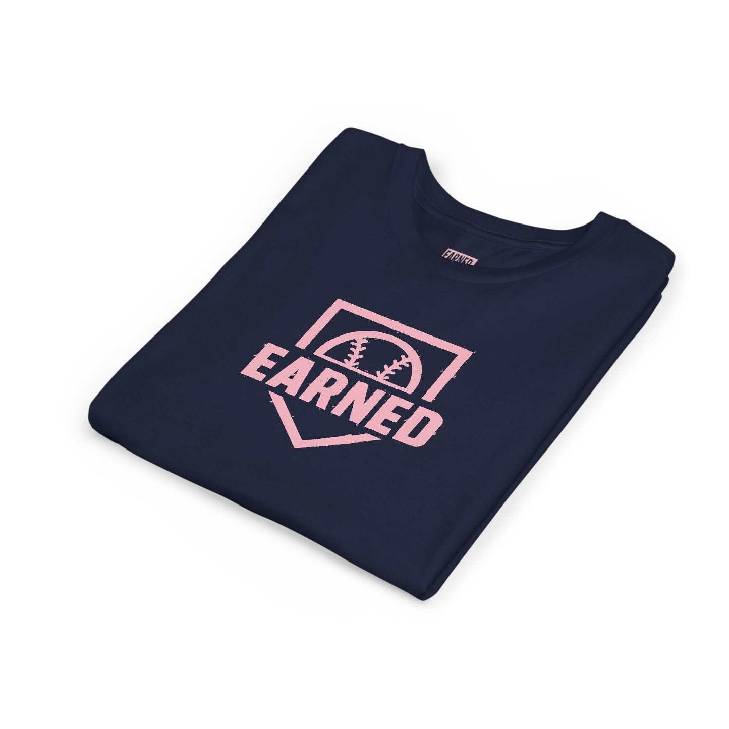 EARNED Logo Youth Tee (Soft Pink logo)