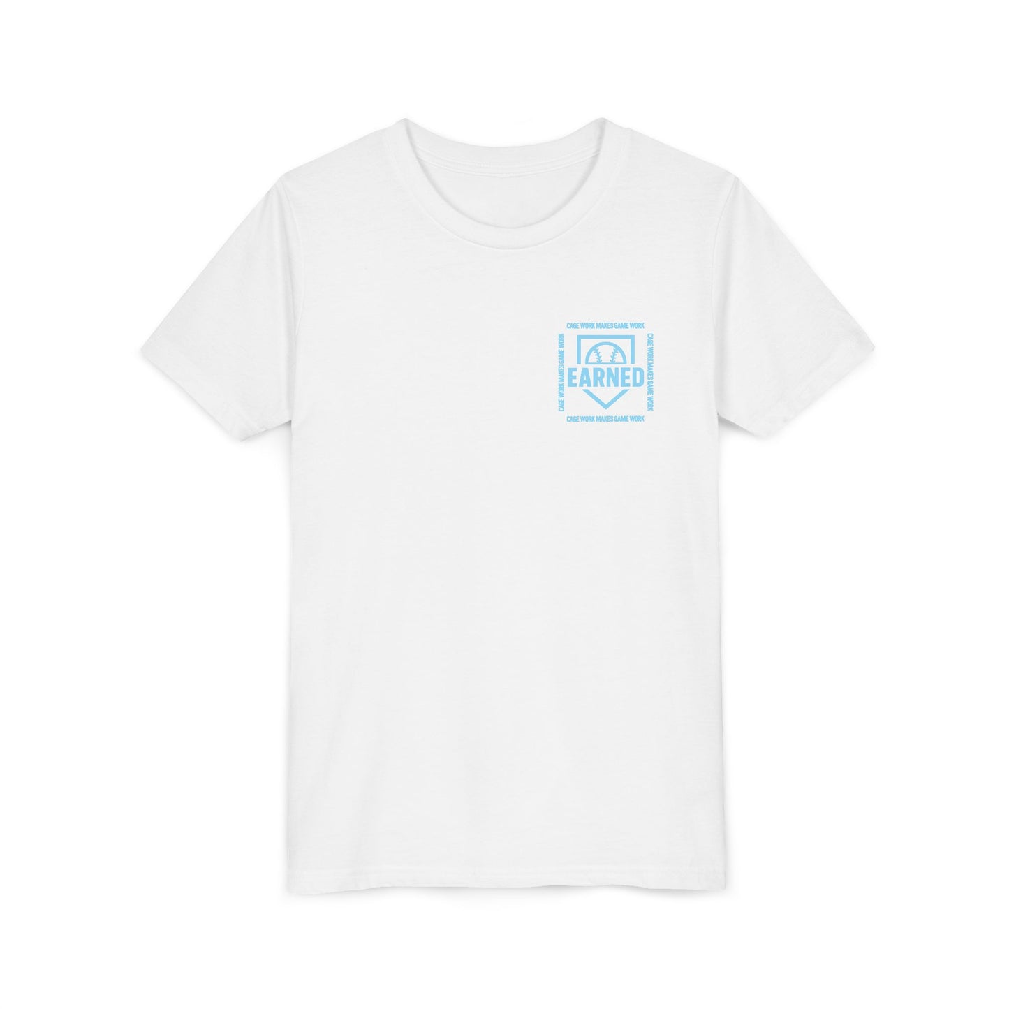CAGE WORK MAKES GAME WORK Youth Tee (Blue Font)