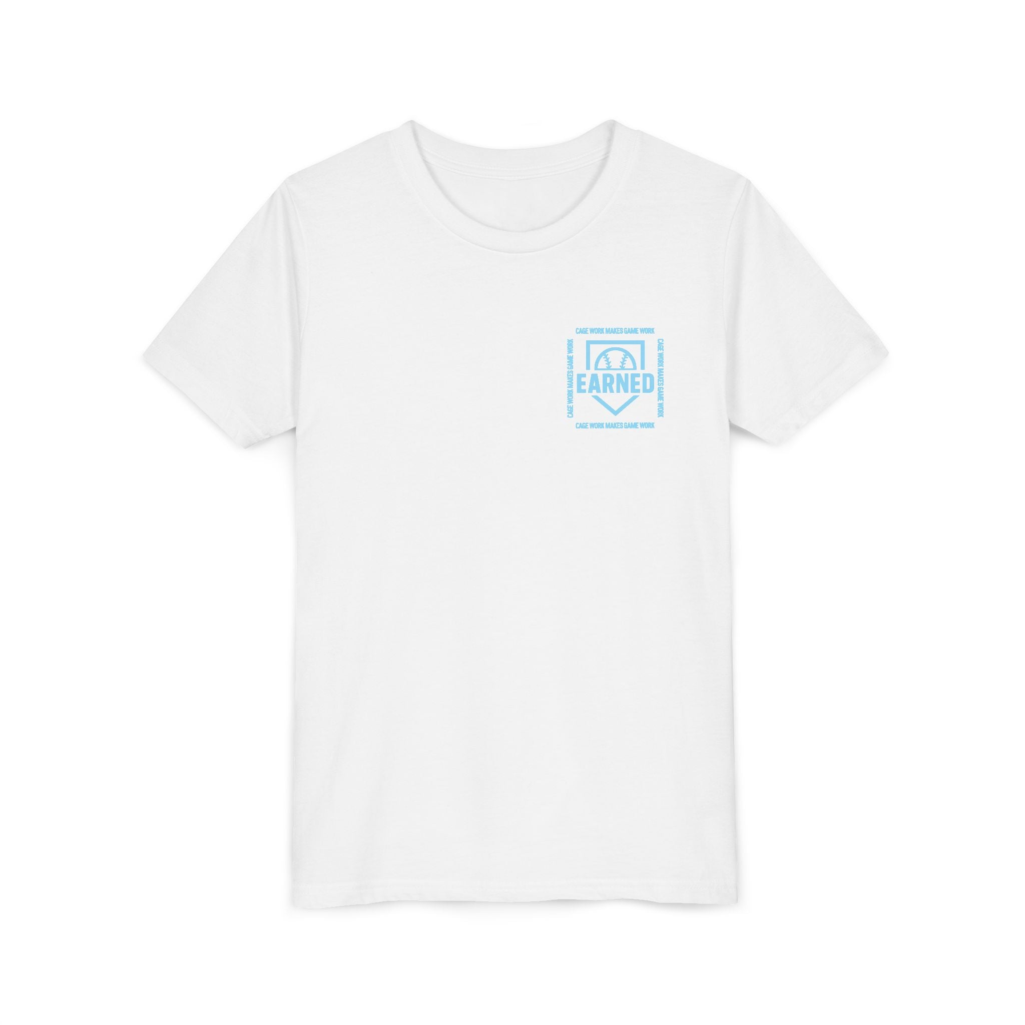 CAGE WORK MAKES GAME WORK Youth Tee (Blue Font)