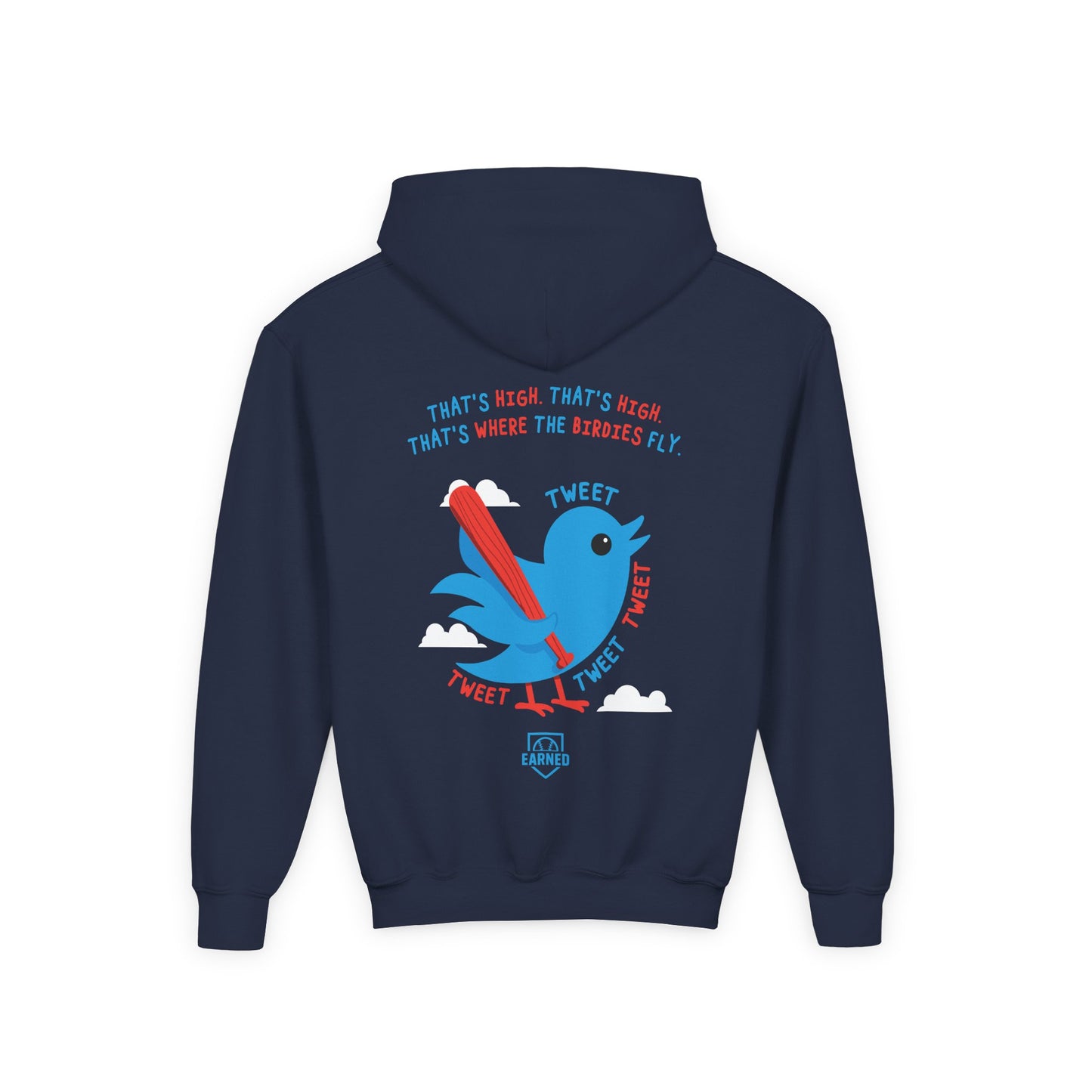 THAT'S HIGH Youth Hoodie (Blue Bird) - DUGOUT CHANT Collection