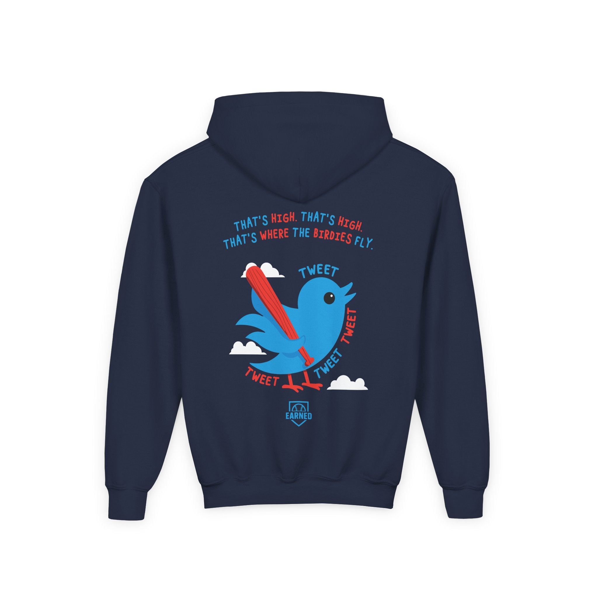 THAT'S HIGH Youth Hoodie (Blue Bird) - DUGOUT CHANT Collection