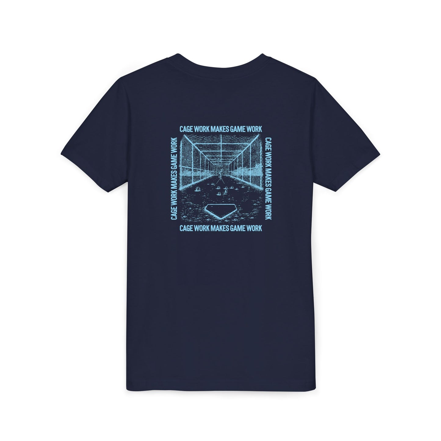 CAGE WORK MAKES GAME WORK Youth Tee (Blue Font)