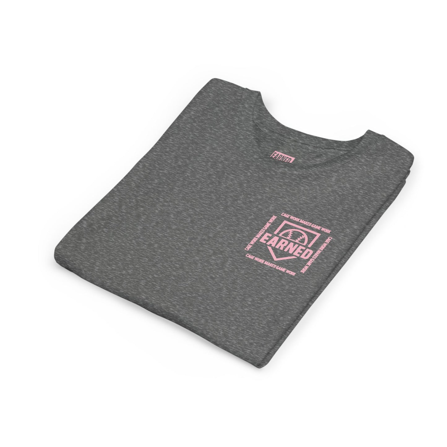 CAGE WORK MAKES GAME WORK Youth Tee (Pink Font)