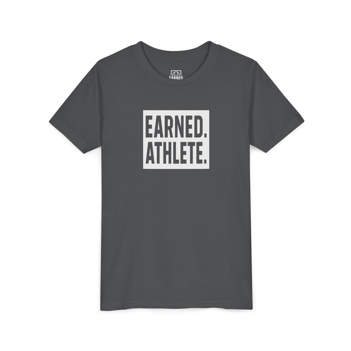 EARNED. ATHLETE. Youth Tee (White Font)
