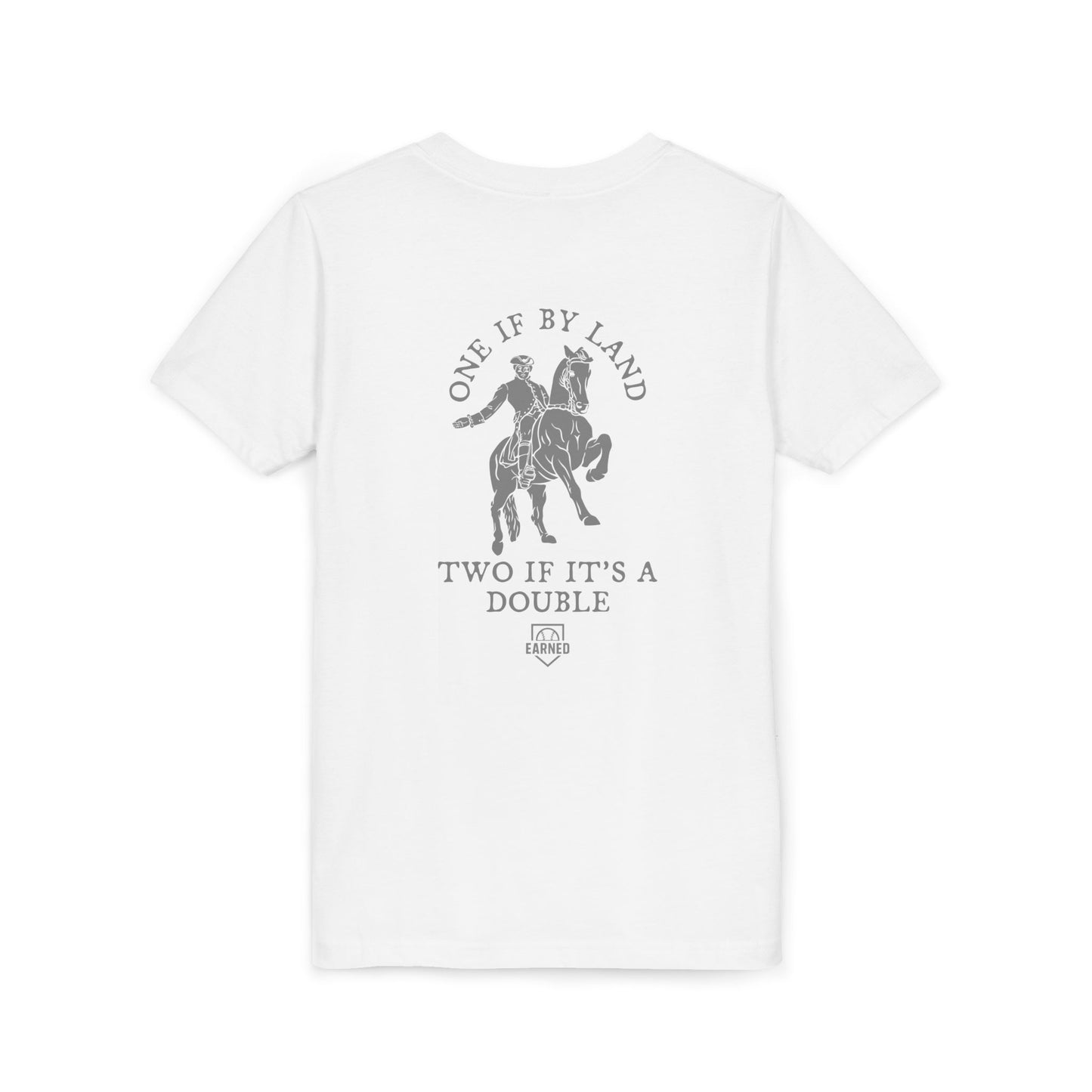 ONE IF BY LAND, TWO IF IT'S A DOUBLE Youth Tee (Paul Revere Grey)