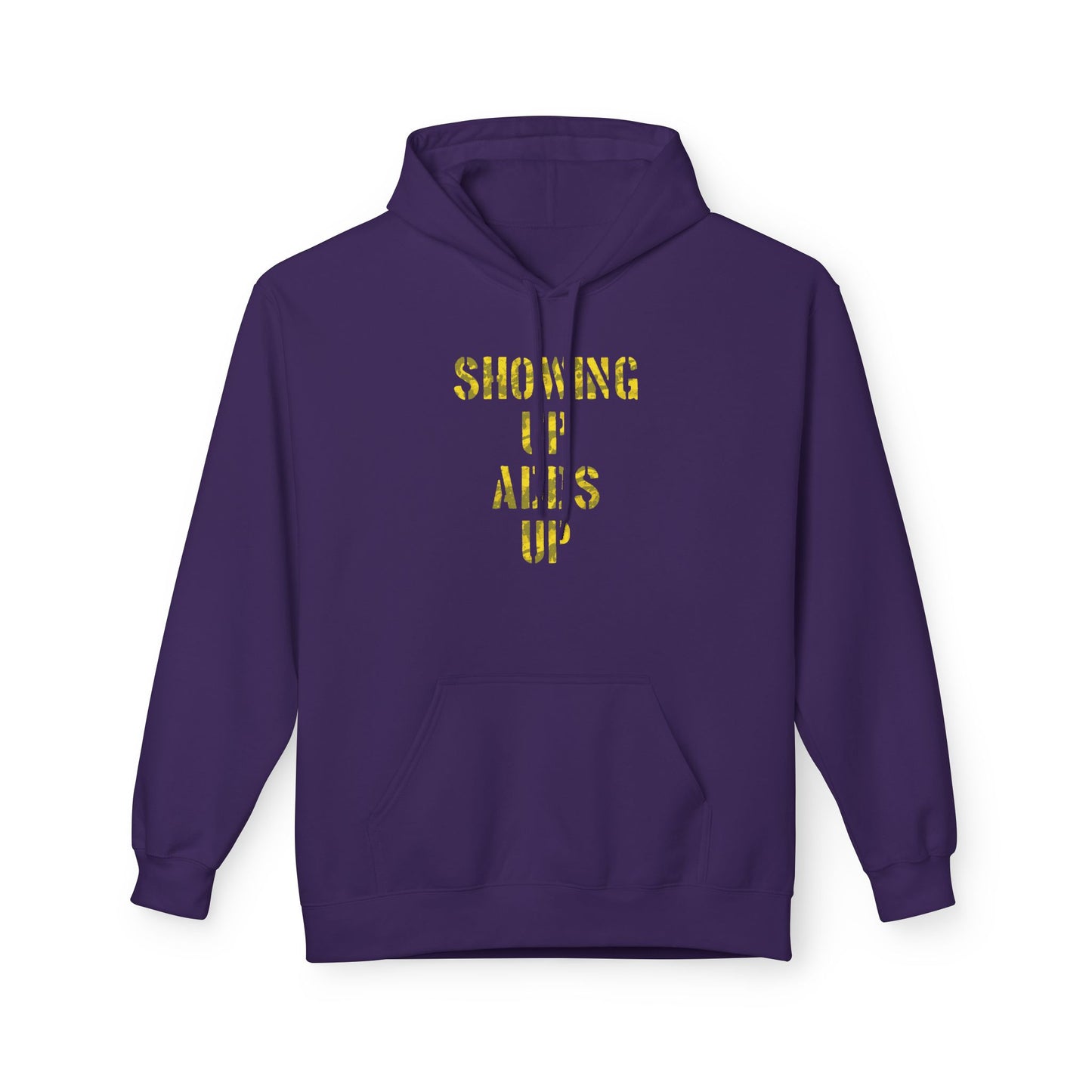 SHOWING UP ADDS UP Adult Hoodie (Yellow Camo Logo)