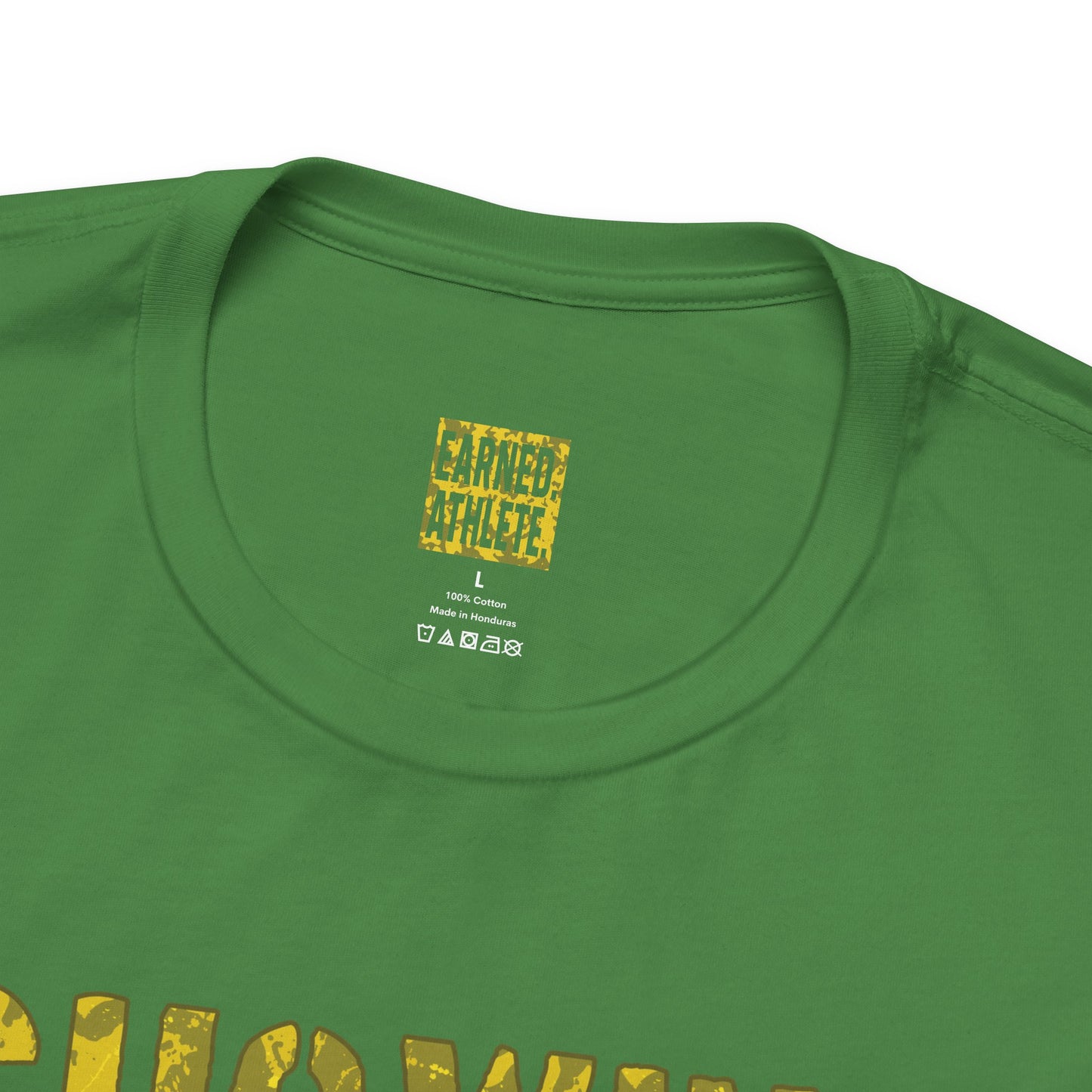 SHOWING UP ADDS UP Tee (Yellow Camo Font)