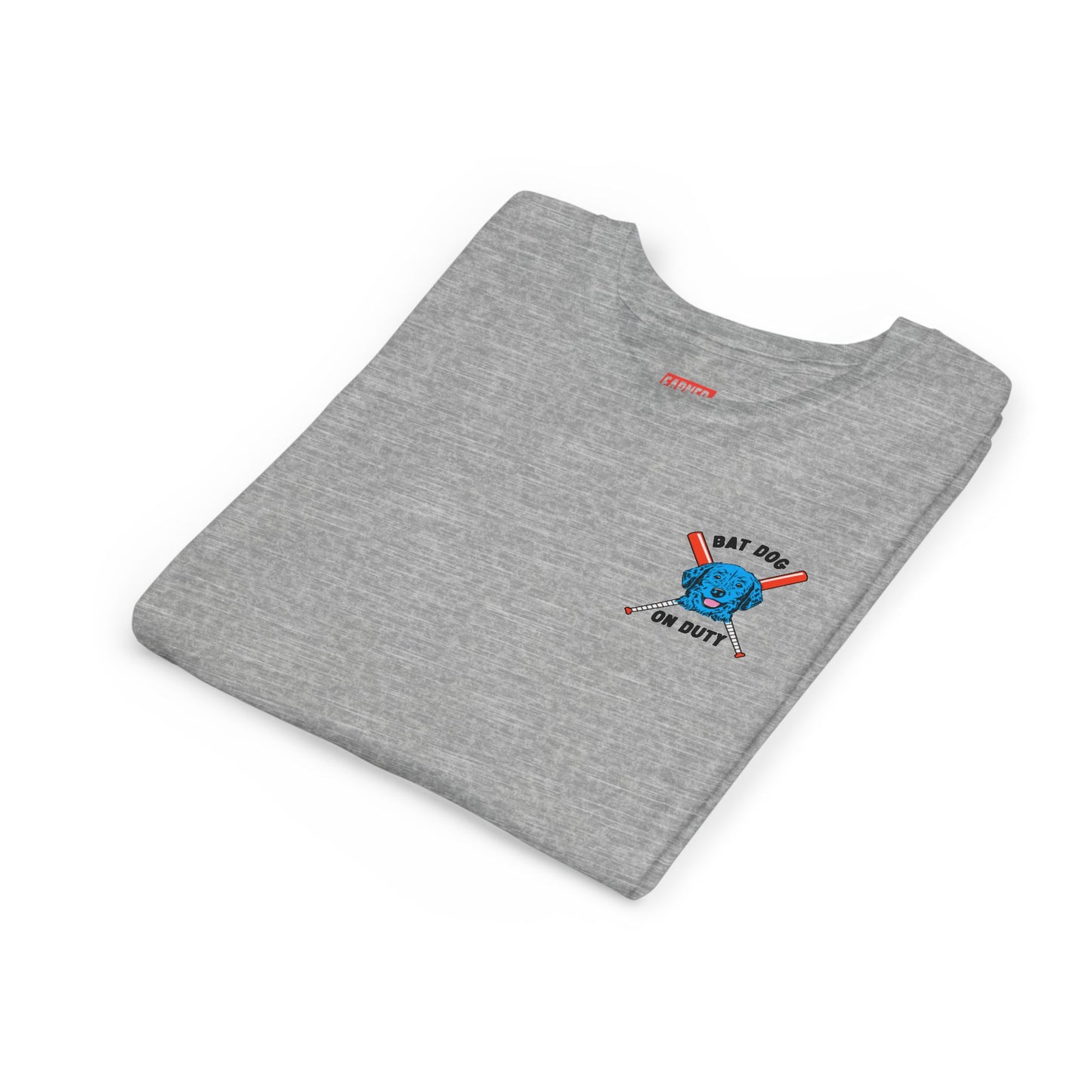 FETCH HARD. HUSTLE HARDER. Youth Tee (Red Bat) - BARK PARK Collection
