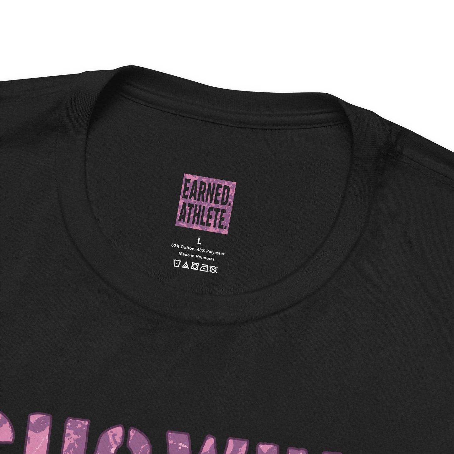 SHOWING UP ADDS UP Tee (Pink Camo Font)