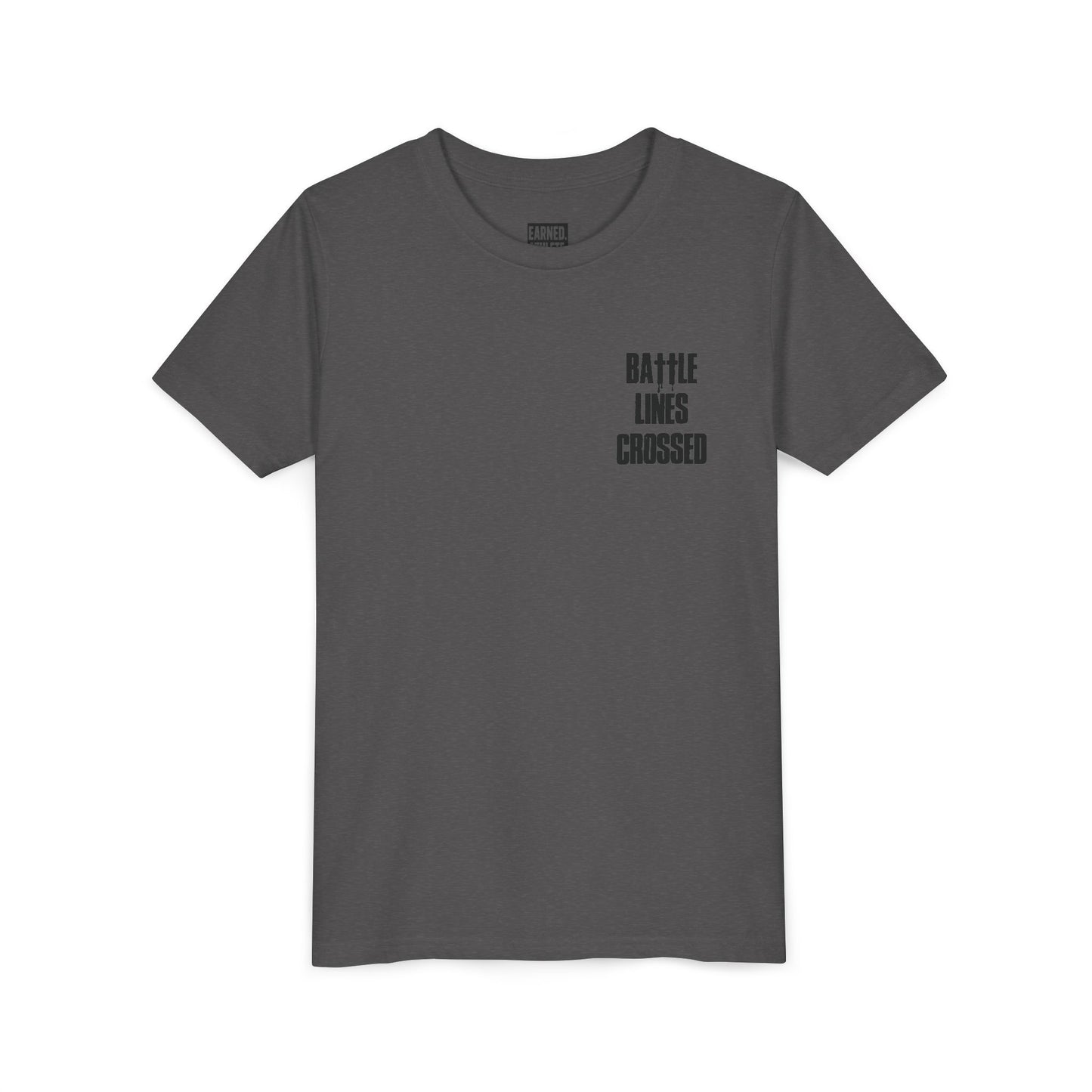 BATTLE LINES CROSSED Youth Tee (Black Font)