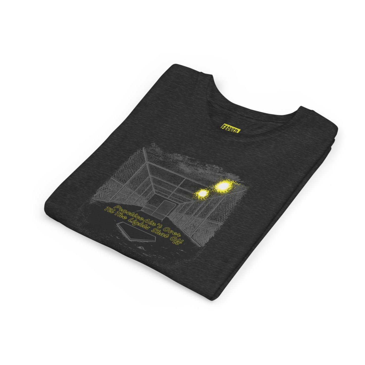 PRACTICE AIN'T OVER TILL THE LIGHTS SHUT OFF Youth Tee (Dark)