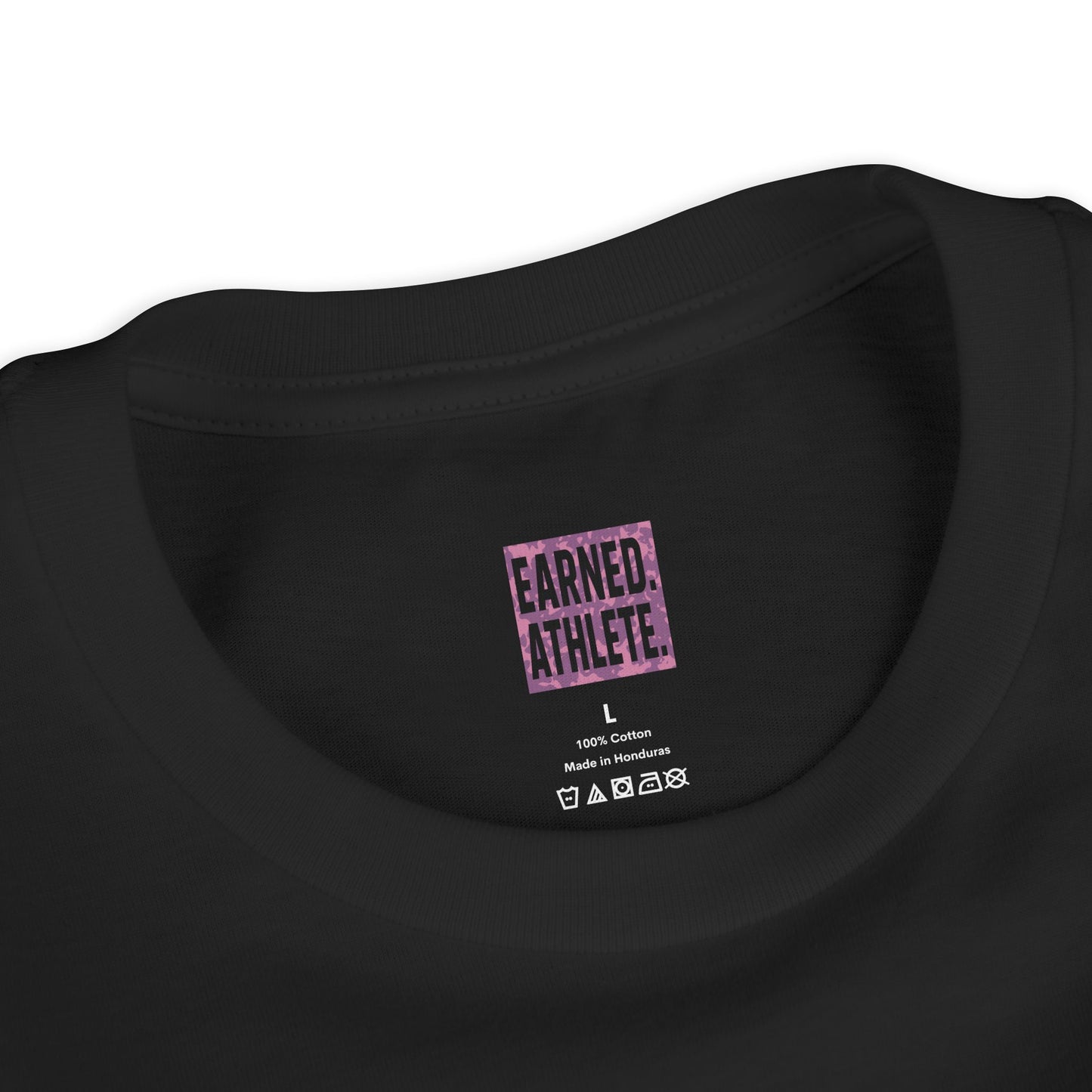 SHOWING UP ADDS UP Youth Tee (Pink Camo Font)