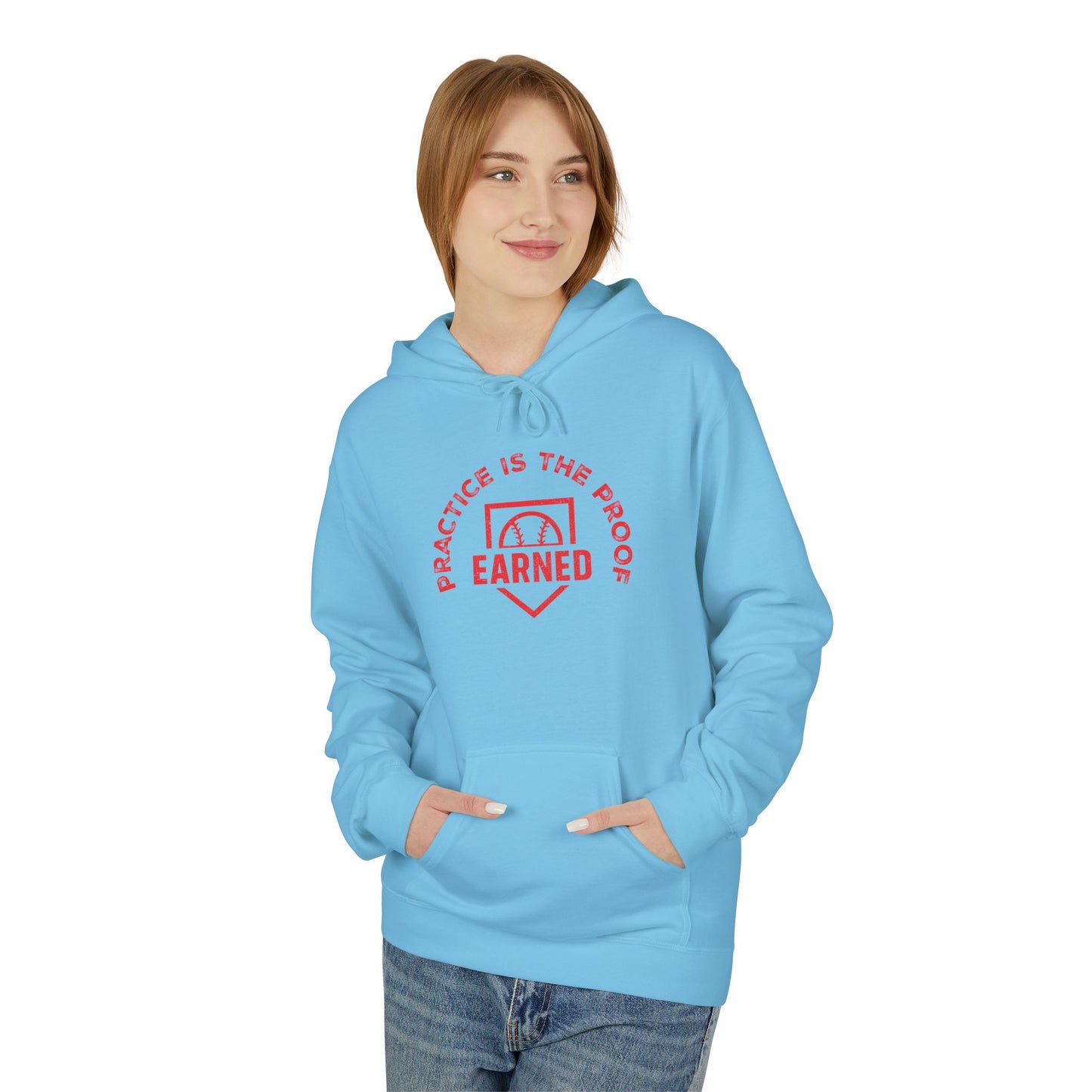 PRACTICE IS THE PROOF Hoodie (Red Font)