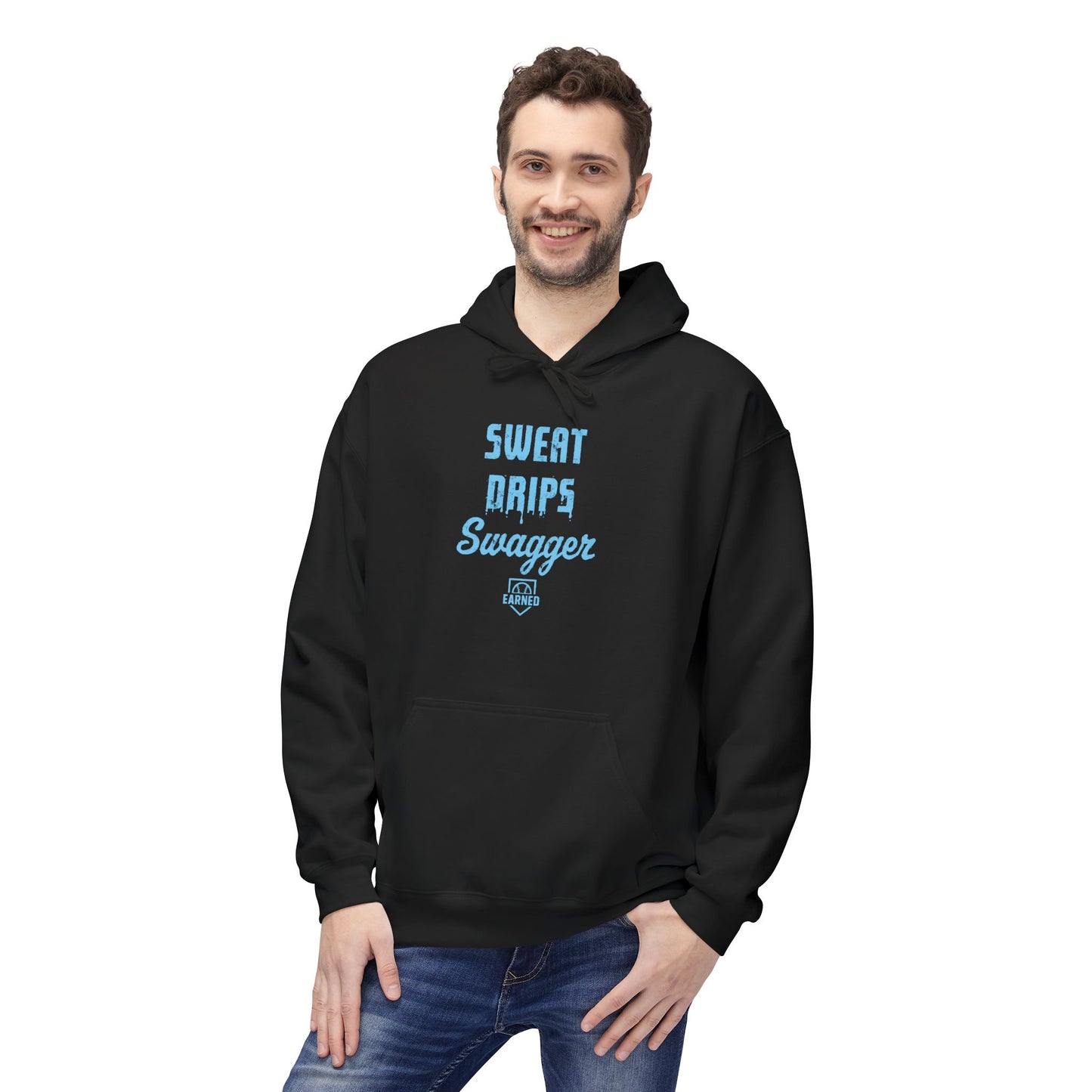 SWEAT DRIPS SWAGGER Hoodie (Light Blue Font)