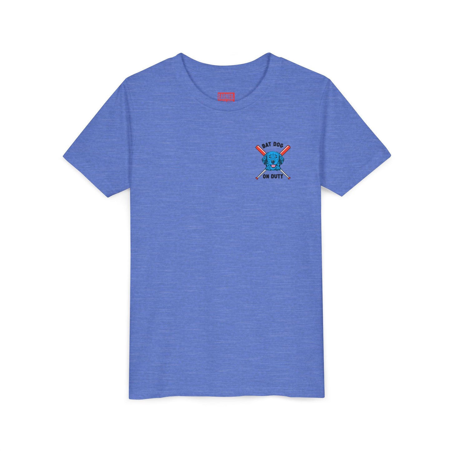 FETCH HARD. HUSTLE HARDER. Youth Tee (Red Bat) - BARK PARK Collection