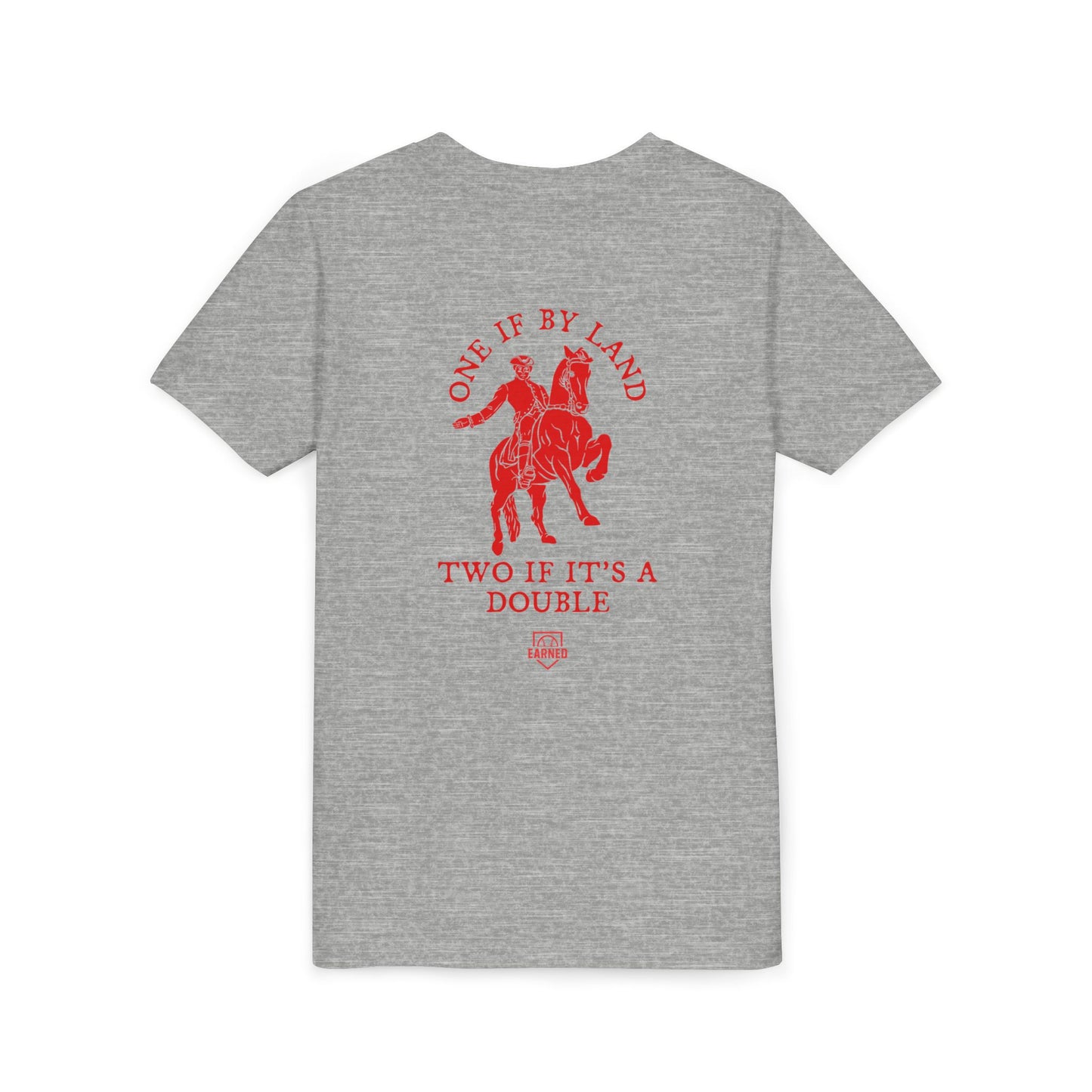 ONE IF BY LAND, TWO IF IT'S A DOUBLE Youth Tee (Paul Revere Red)
