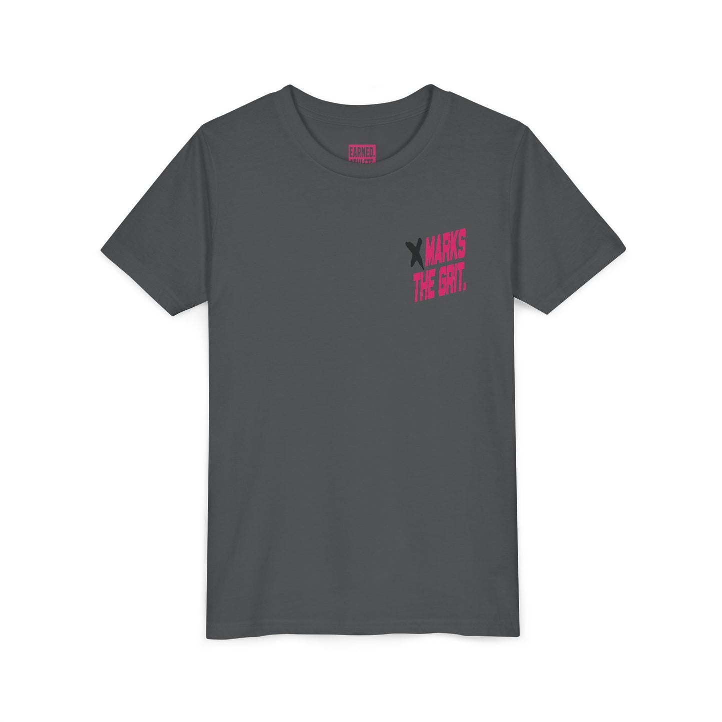 X MARKS THE GRIT Youth Tee (Black X, Pink Font)