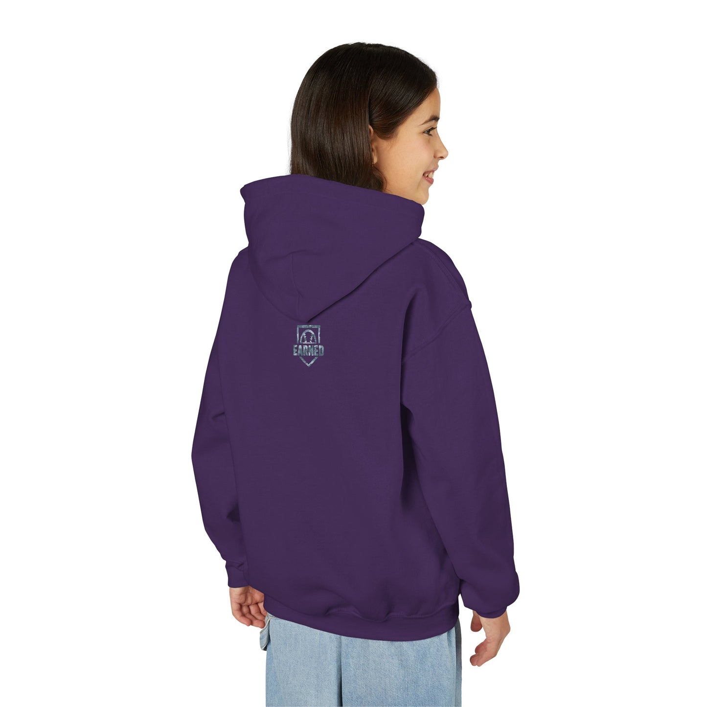 SHOWING UP ADDS UP Youth Hoodie (Grey Camo Logo)