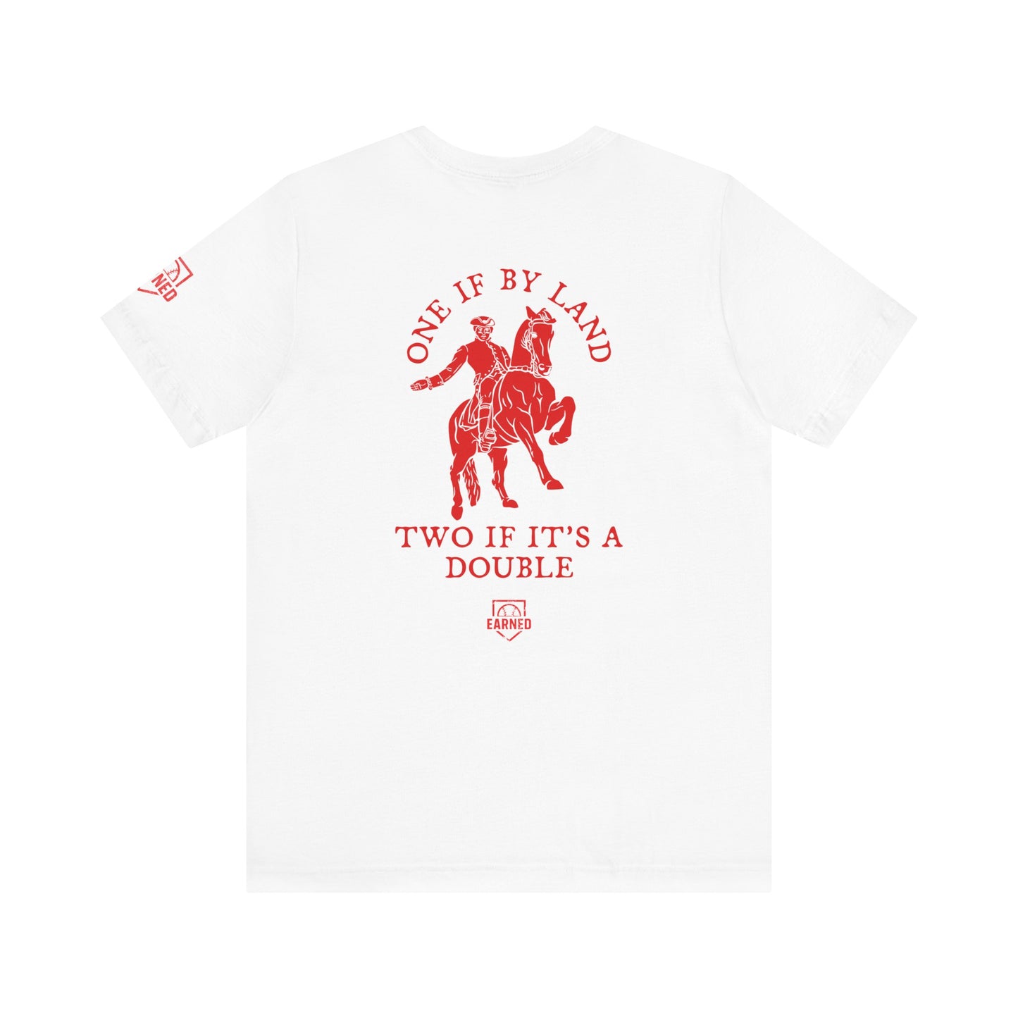 ONE IF BY LAND, TWO IF IT'S A DOUBLE Tee (Paul Revere Red)