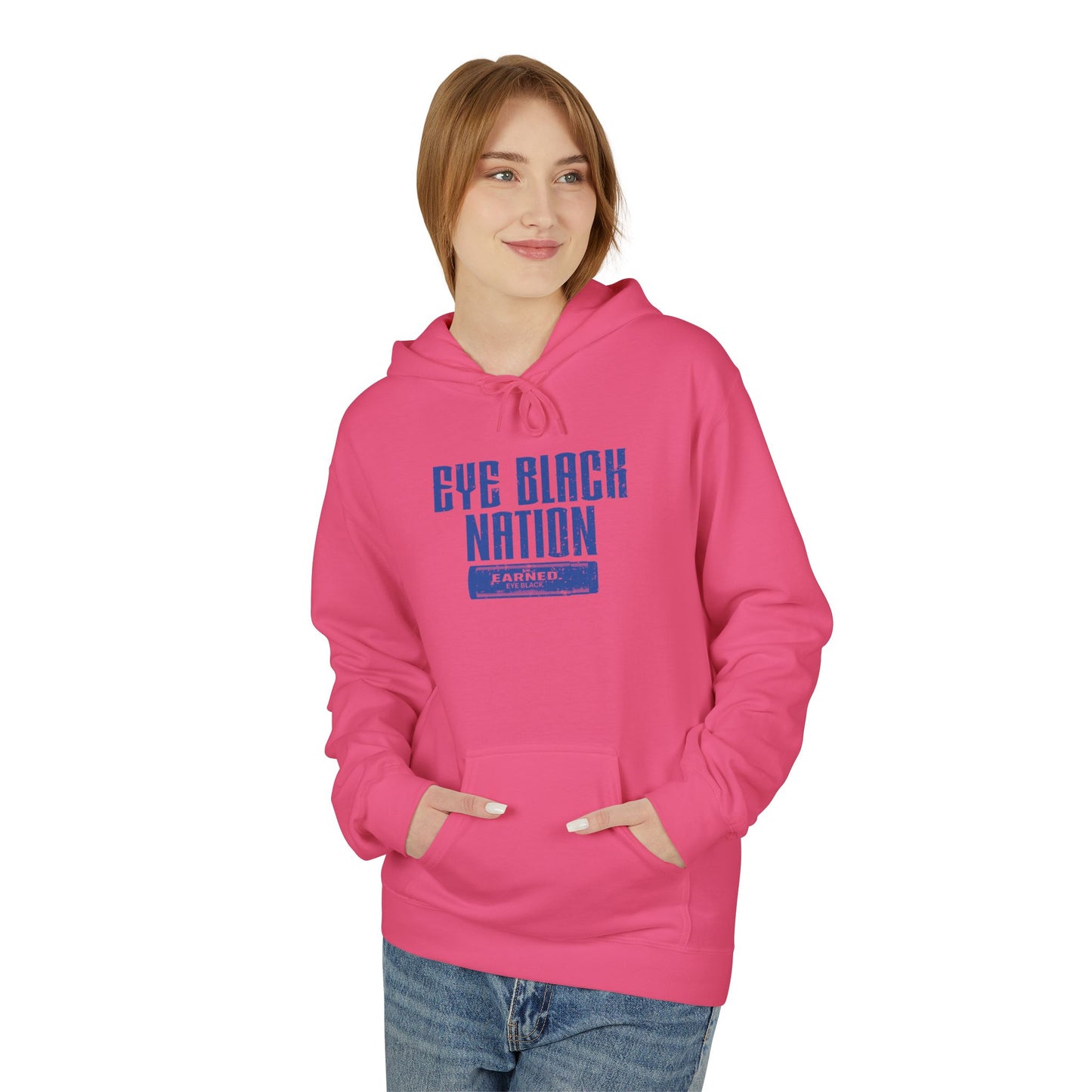 EYE BLACK NATION Adult Hoodie (Blue Font)