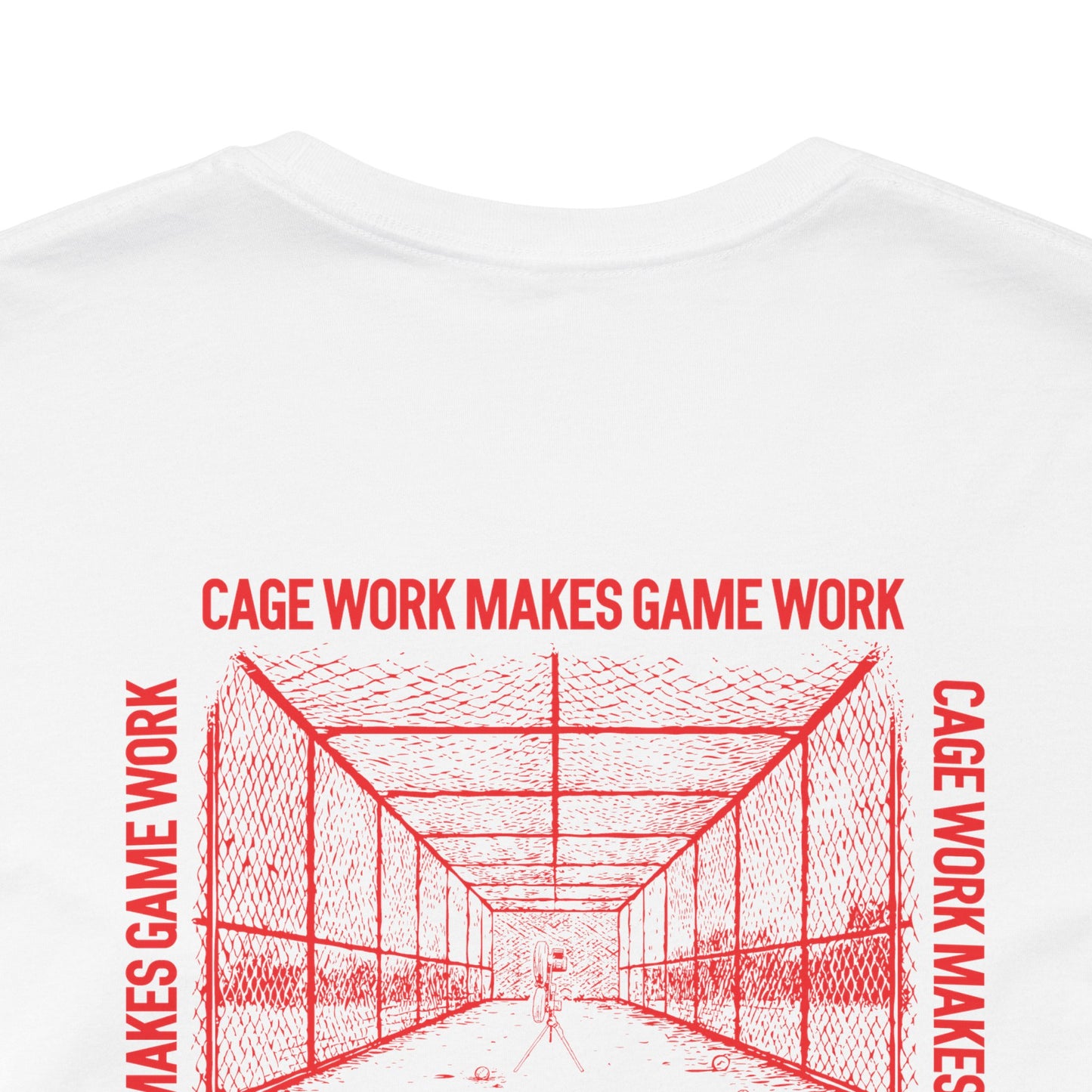 CAGE WORK MAKES GAME WORK Tee (Red Font)
