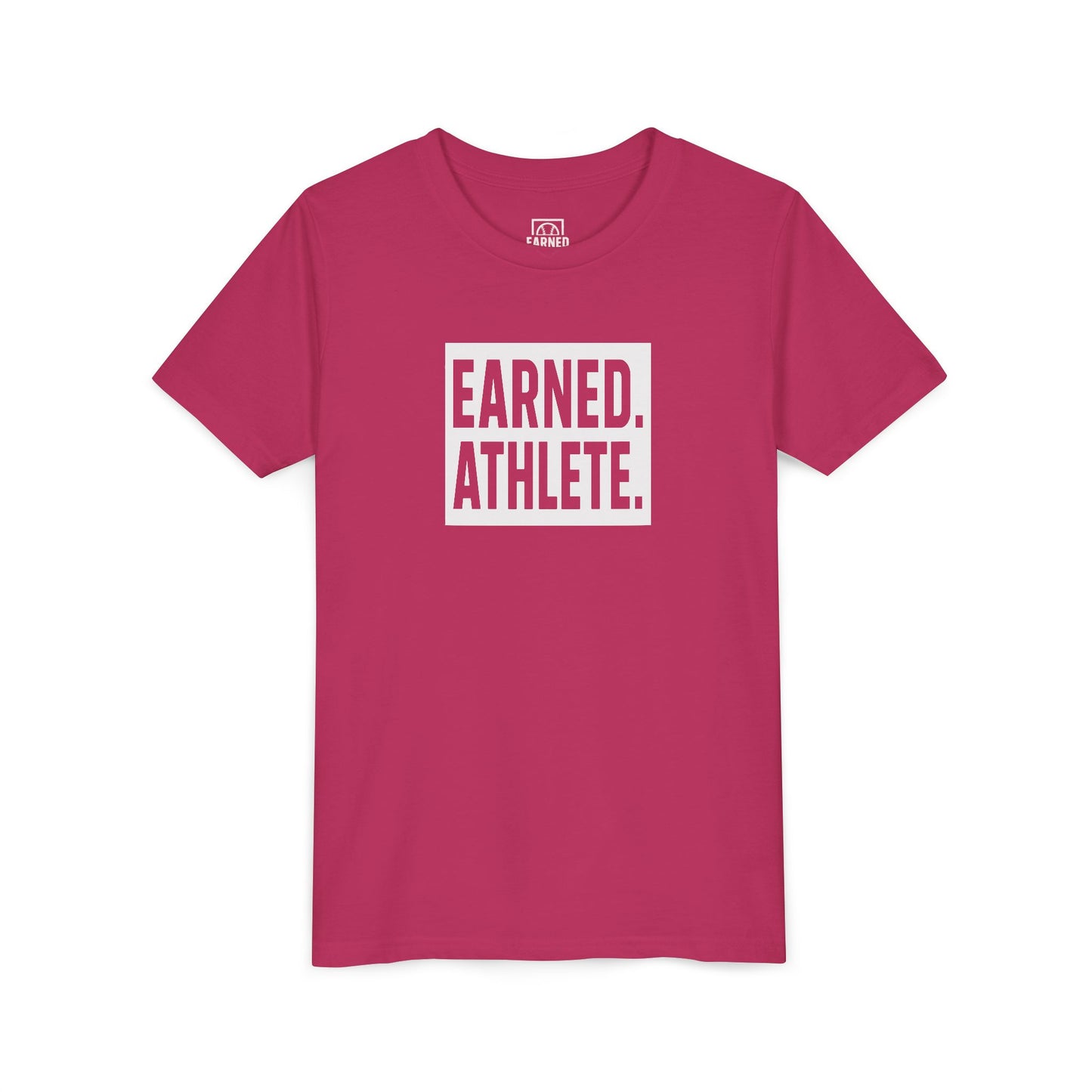 EARNED. ATHLETE. Youth Tee (White Font)