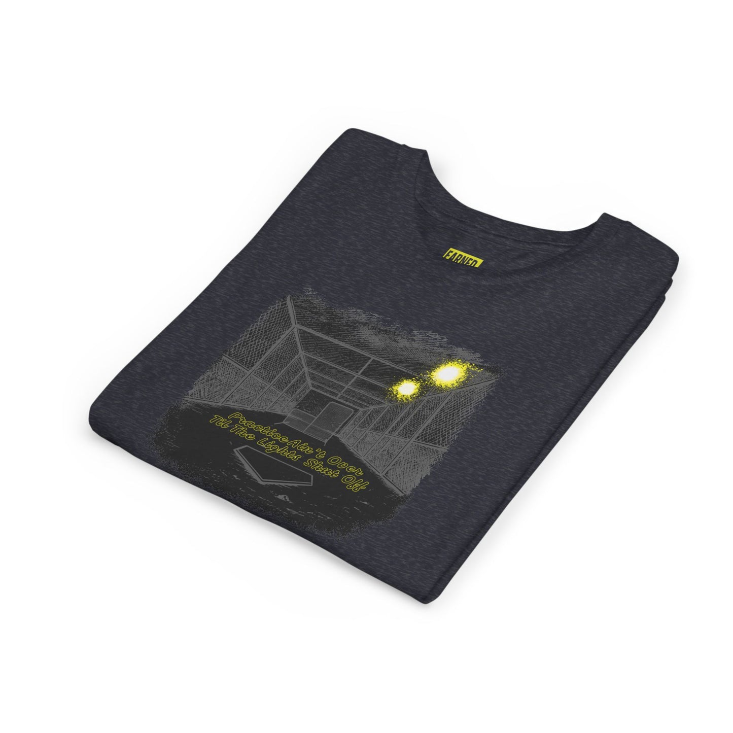 PRACTICE AIN'T OVER TILL THE LIGHTS SHUT OFF Youth Tee (Dark)