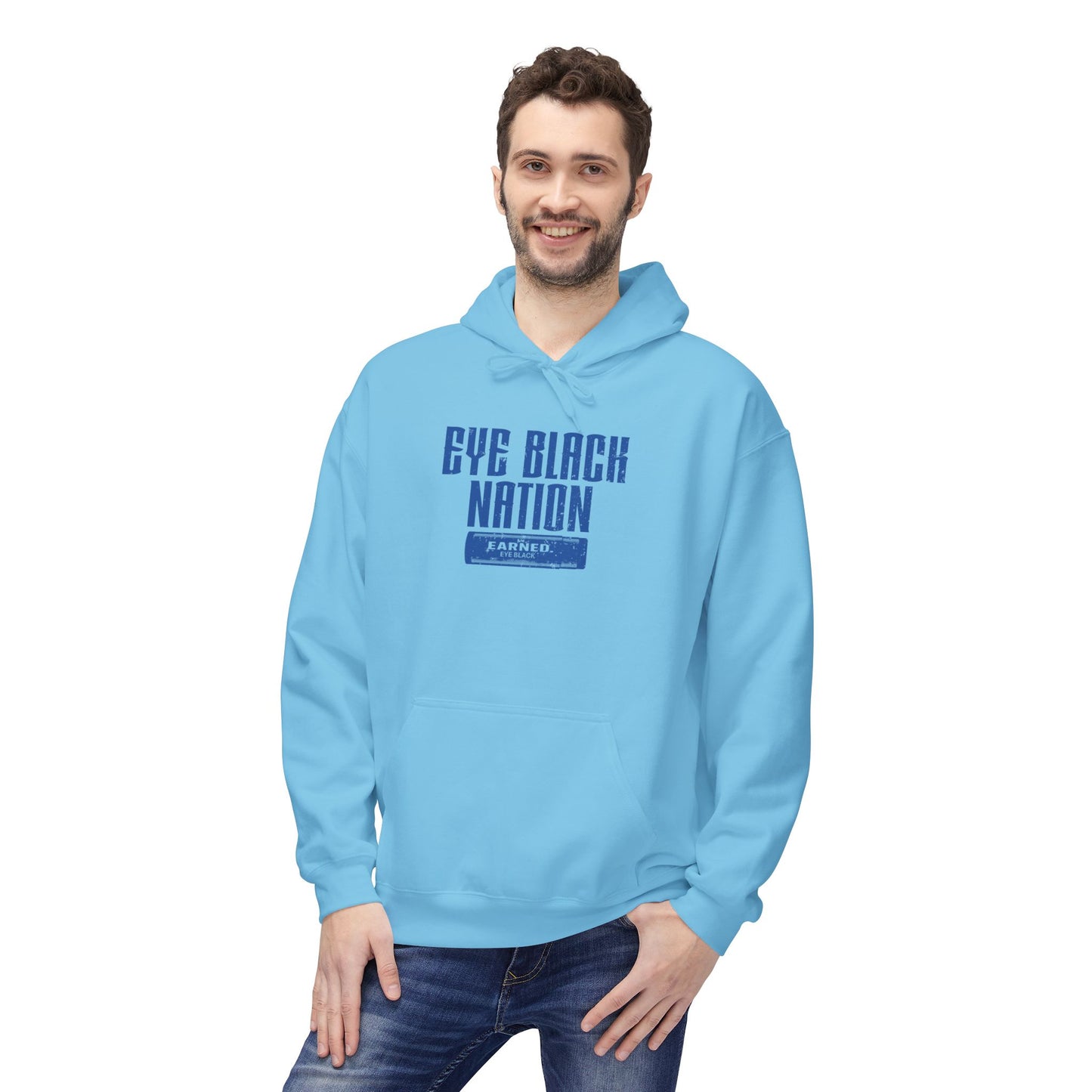 EYE BLACK NATION Adult Hoodie (Blue Font)