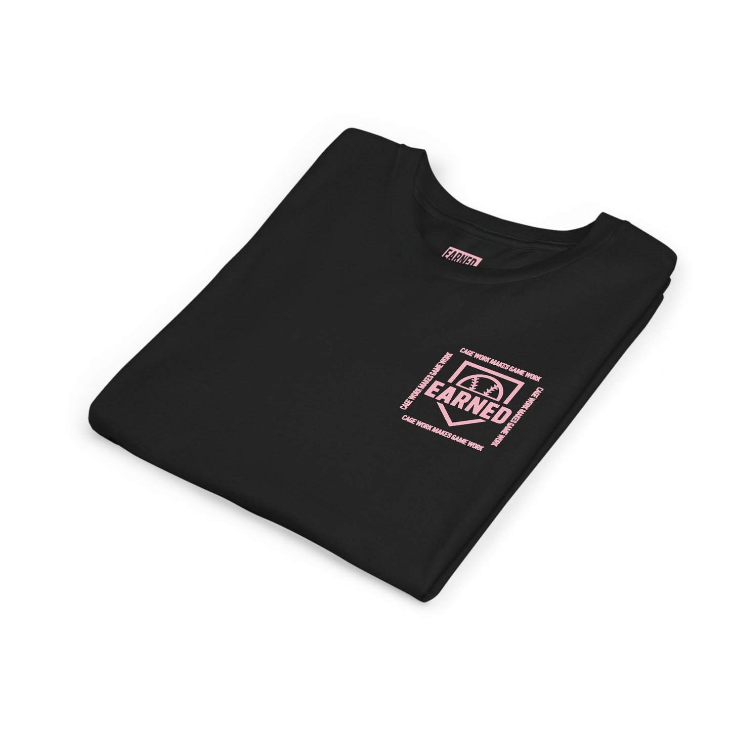CAGE WORK MAKES GAME WORK Youth Tee (Pink Font)