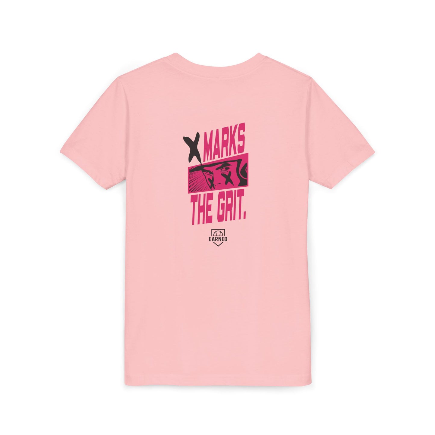 X MARKS THE GRIT Youth Tee (Black X, Pink Font)