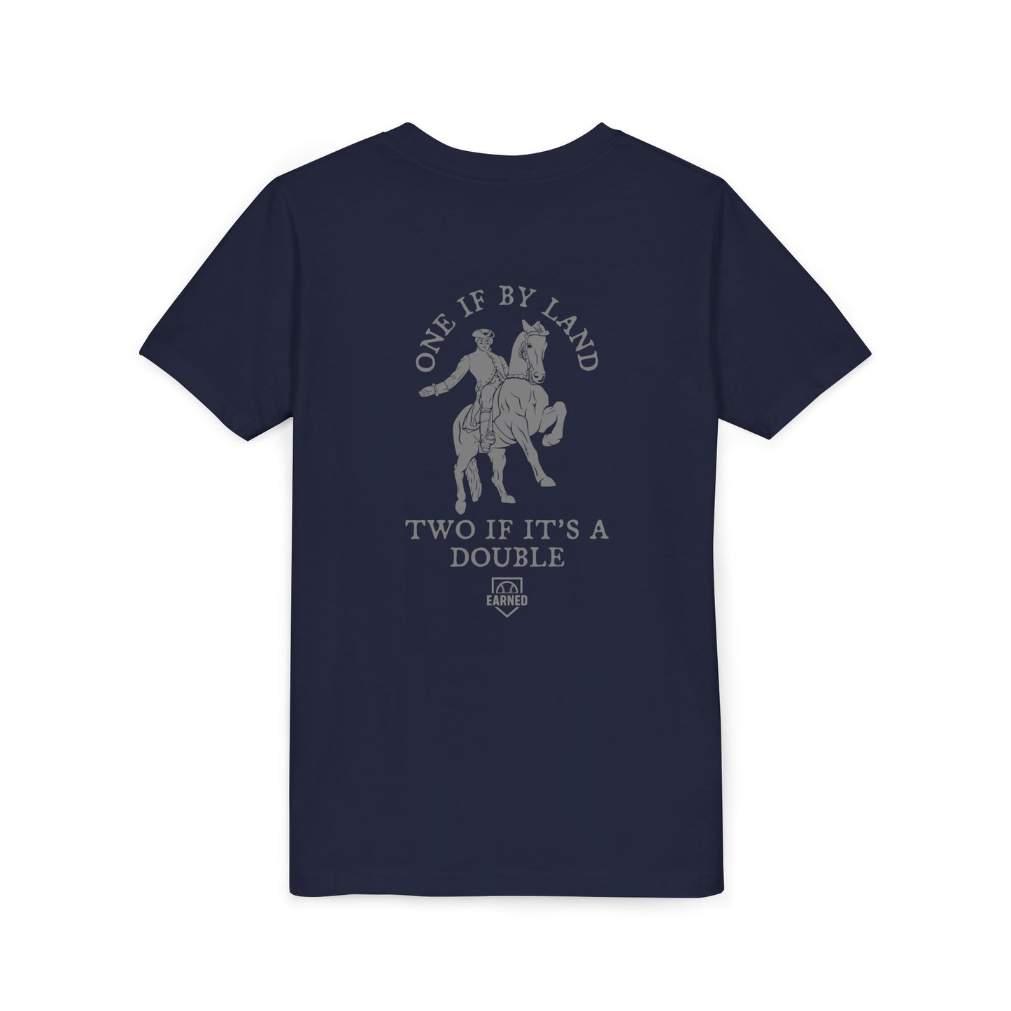 ONE IF BY LAND, TWO IF IT'S A DOUBLE Youth Tee (Paul Revere Grey)