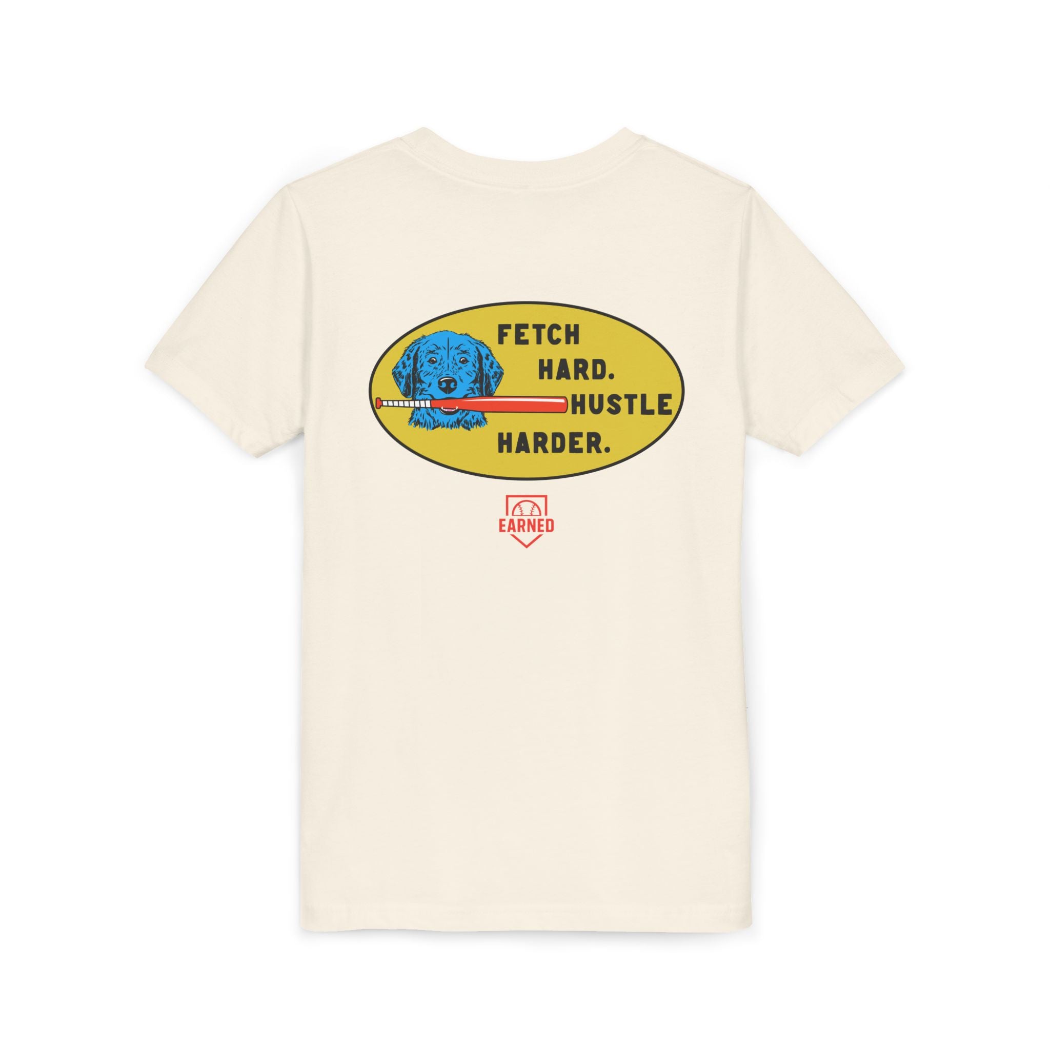 FETCH HARD. HUSTLE HARDER. Youth Tee (Red Bat) - BARK PARK Collection