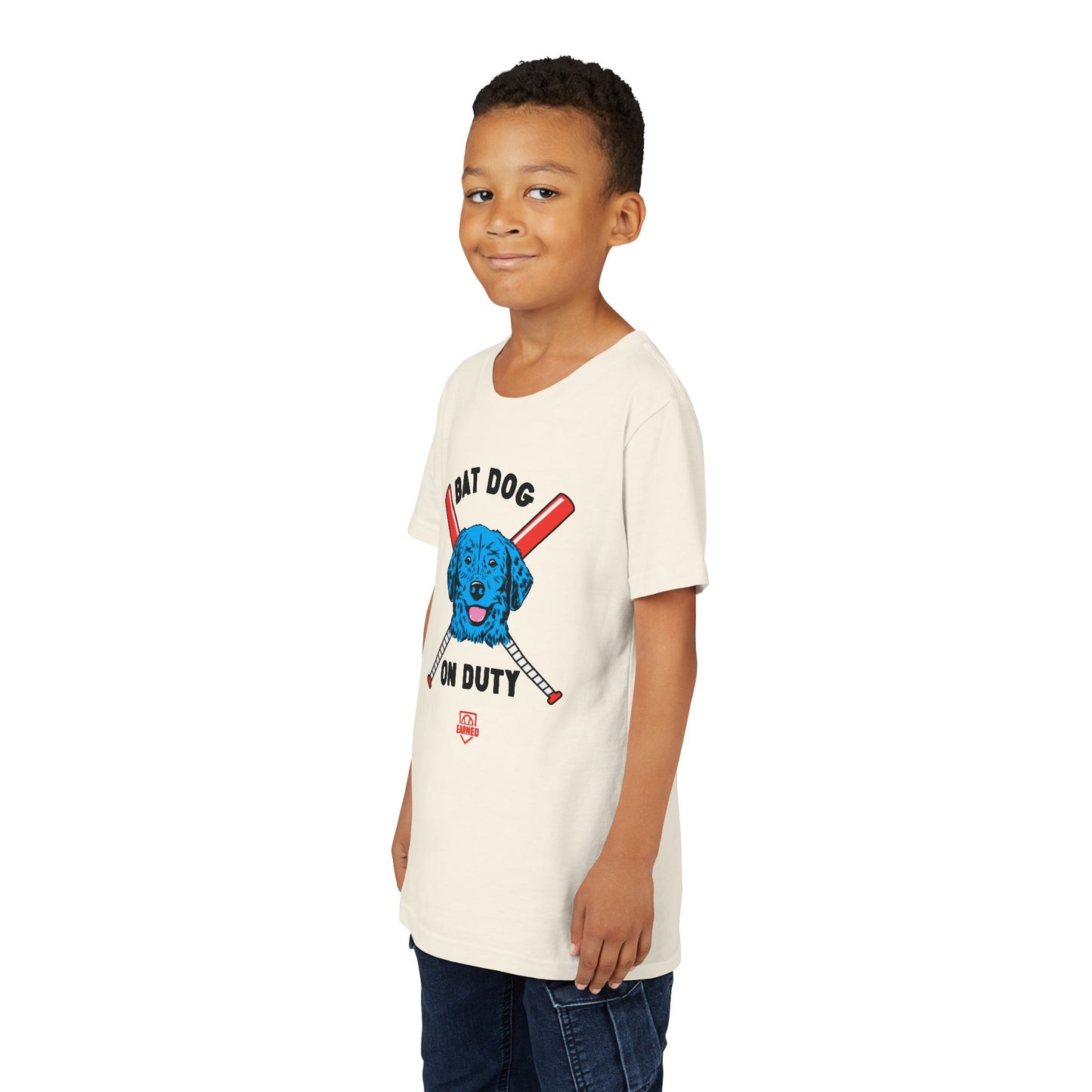 BAT DOG ON DUTY Youth Tee (Red, White and Woof) - BARK PARK Collection