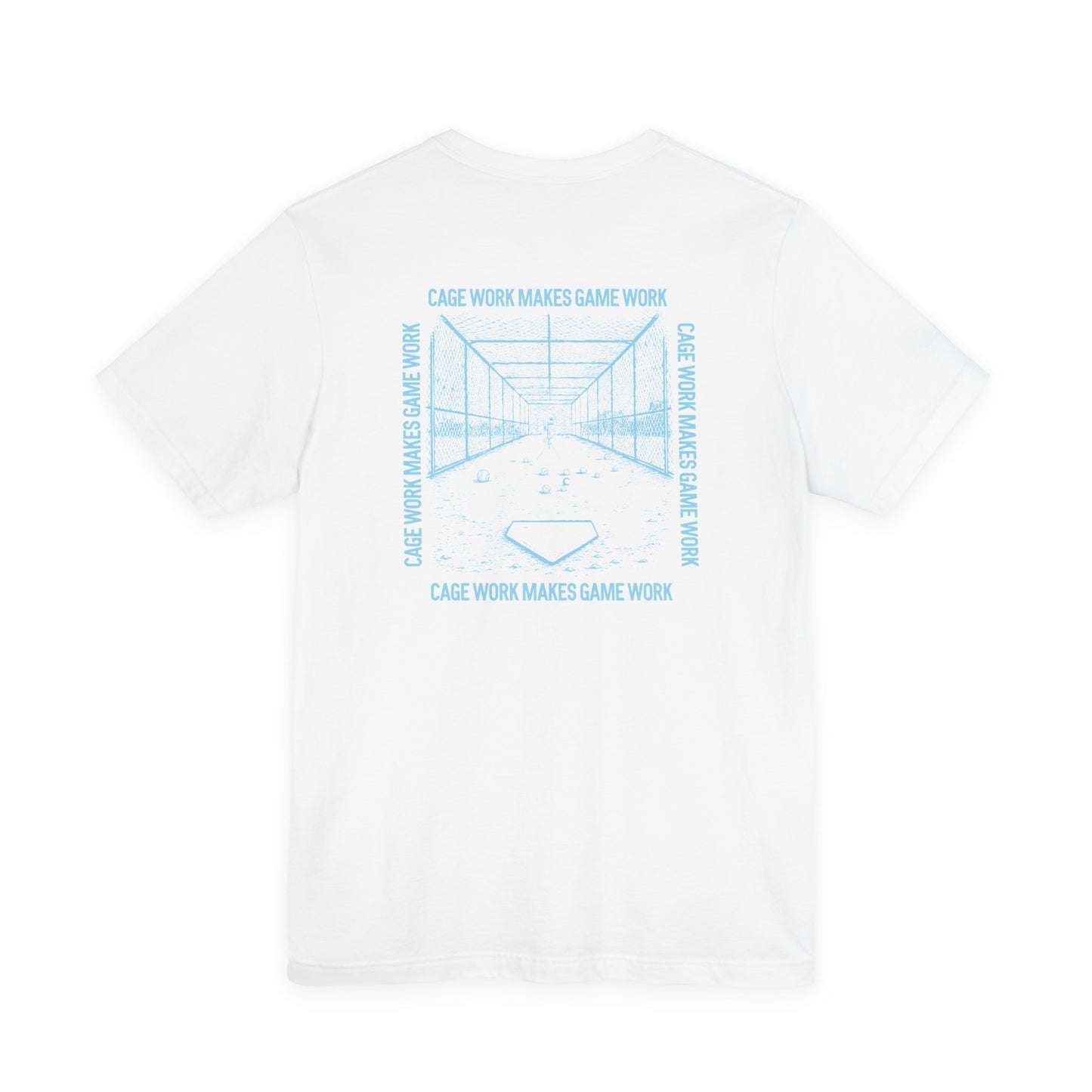 CAGE WORK MAKES GAME WORK Tee (Blue Font)