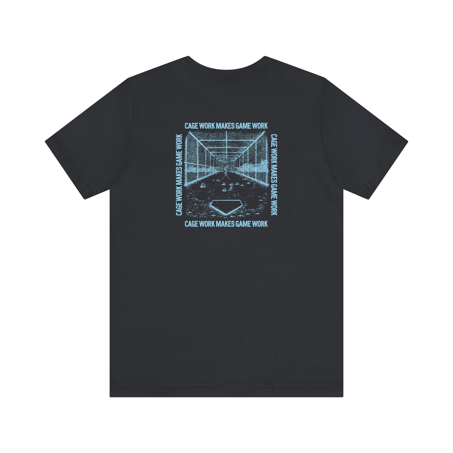 CAGE WORK MAKES GAME WORK Adult Tee (Blue Font)